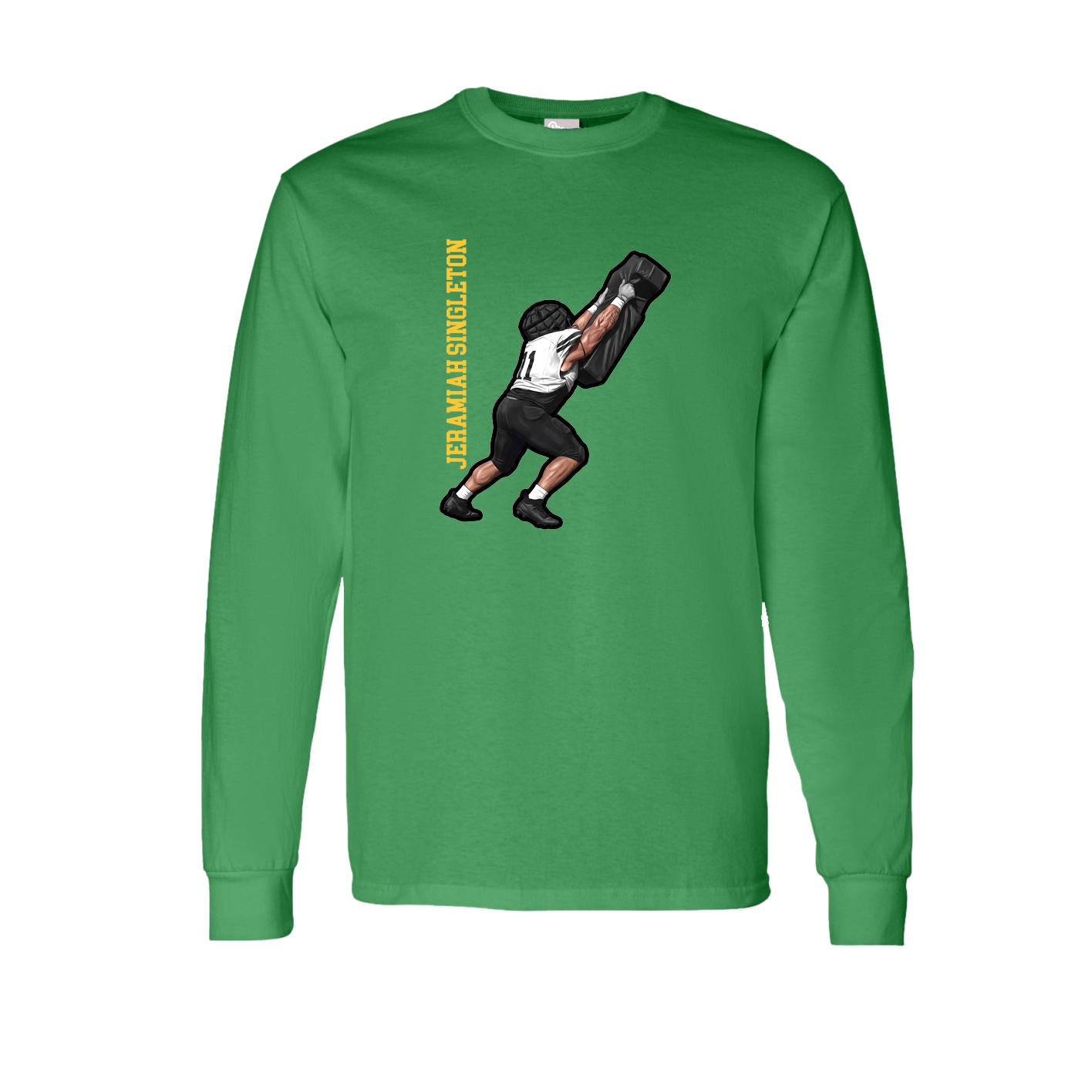 Long Sleeve Tee — Name Vertical in Green