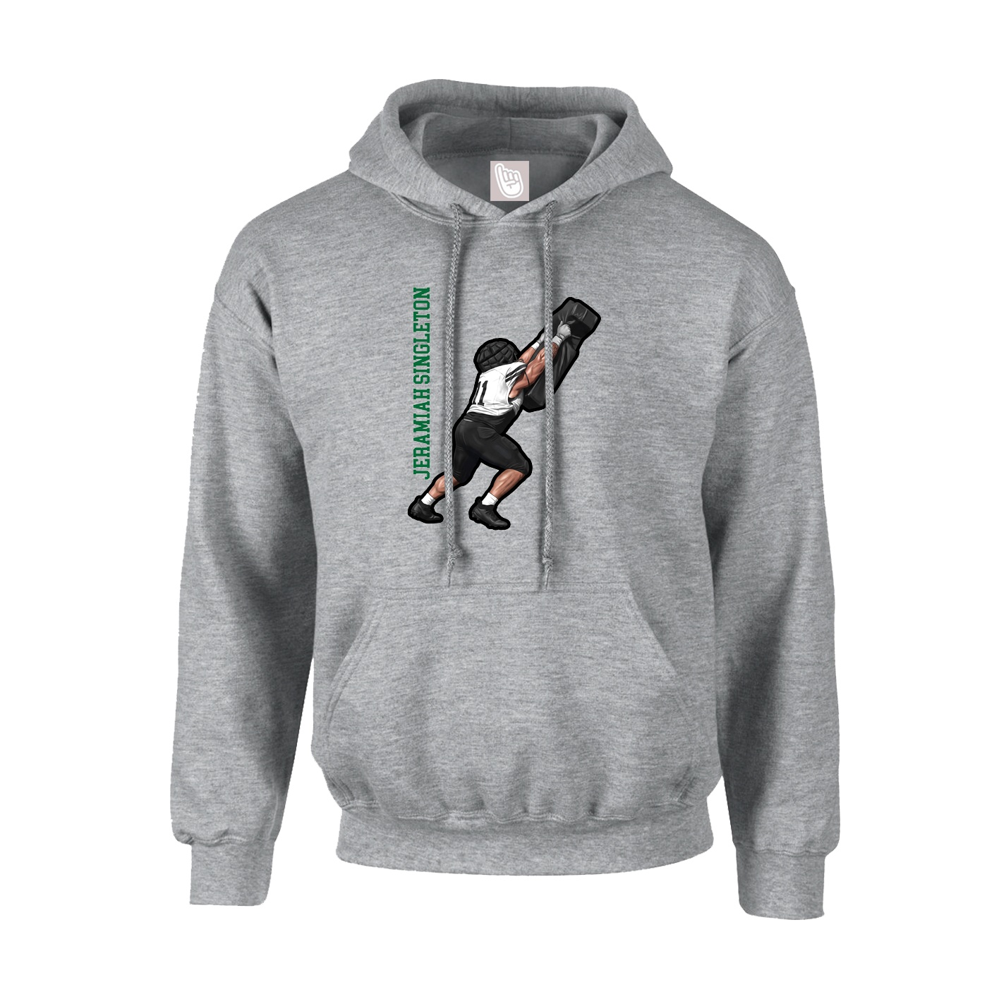 Youth Hoodie — Name Vertical in Grey
