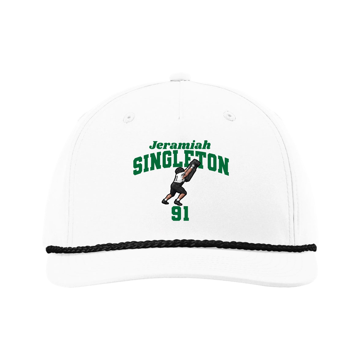 Five-Panel Classic Rope Cap — Signature Arch in White