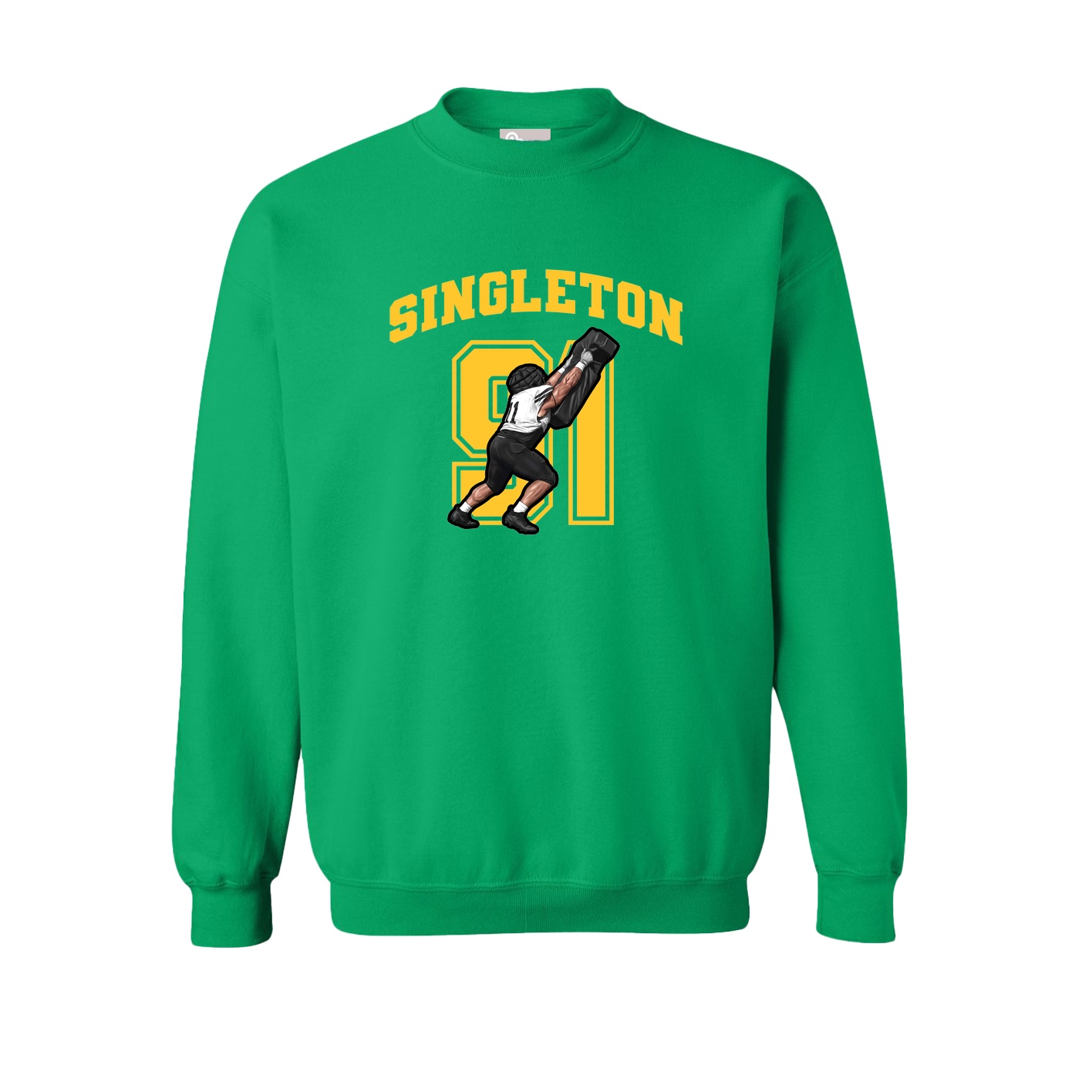 Fleece Crew — Number in Green