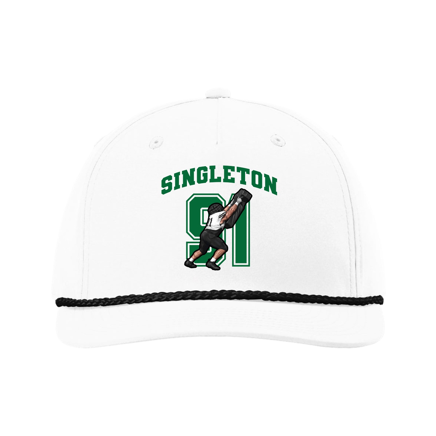 Five-Panel Classic Rope Cap — Number in White