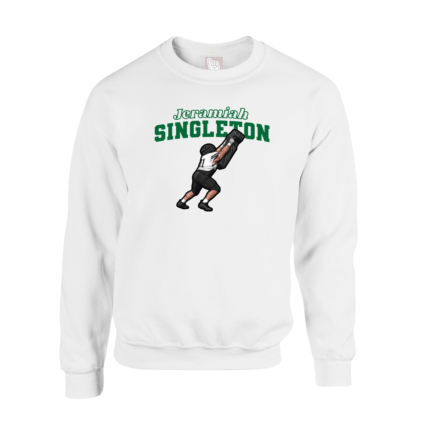 Fleece Crew — Name Arch in White