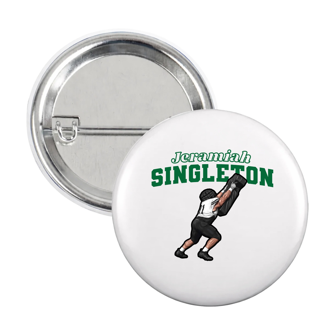 Game Day Button — Name Arch in White