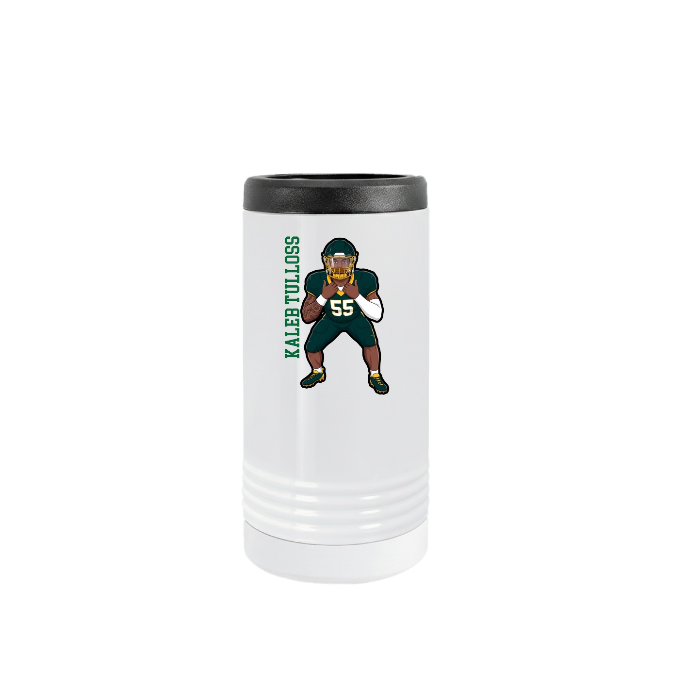 Slim Beverage Holder — Name Vertical in White
