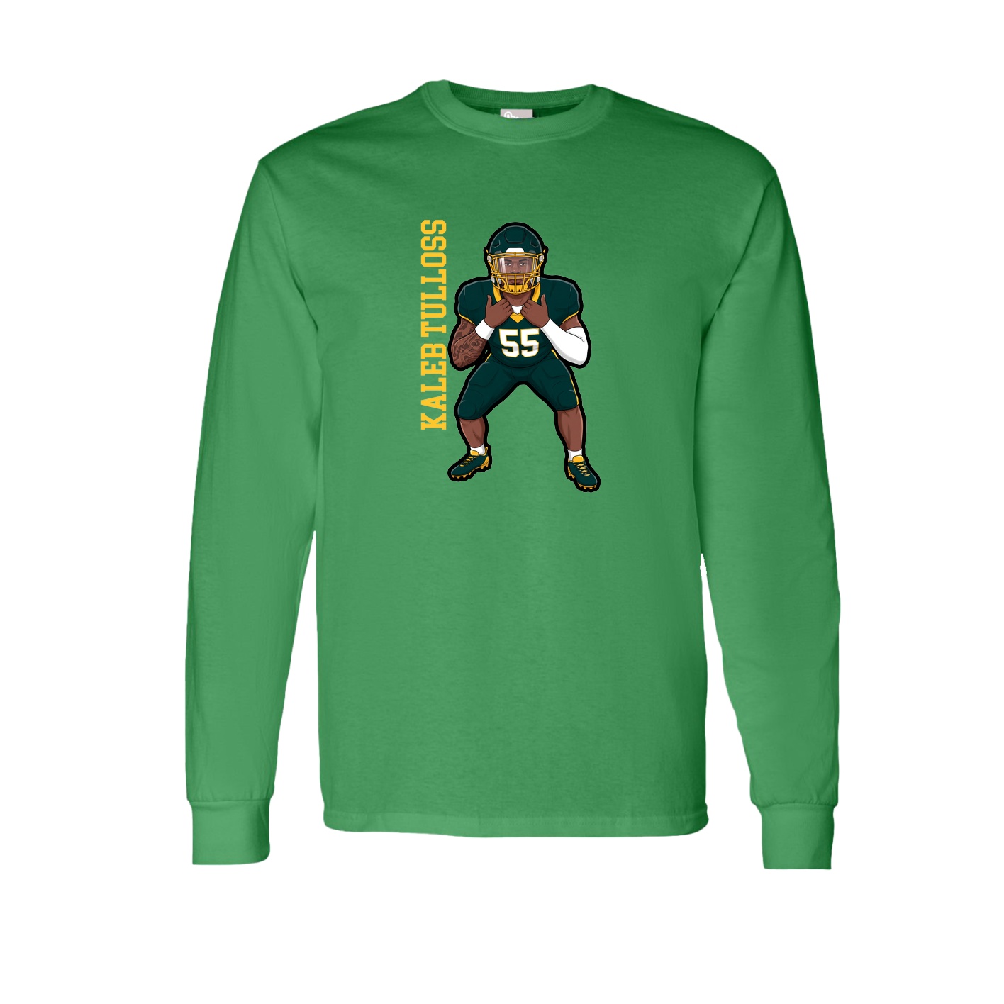 Long Sleeve Tee — Name Vertical in Green