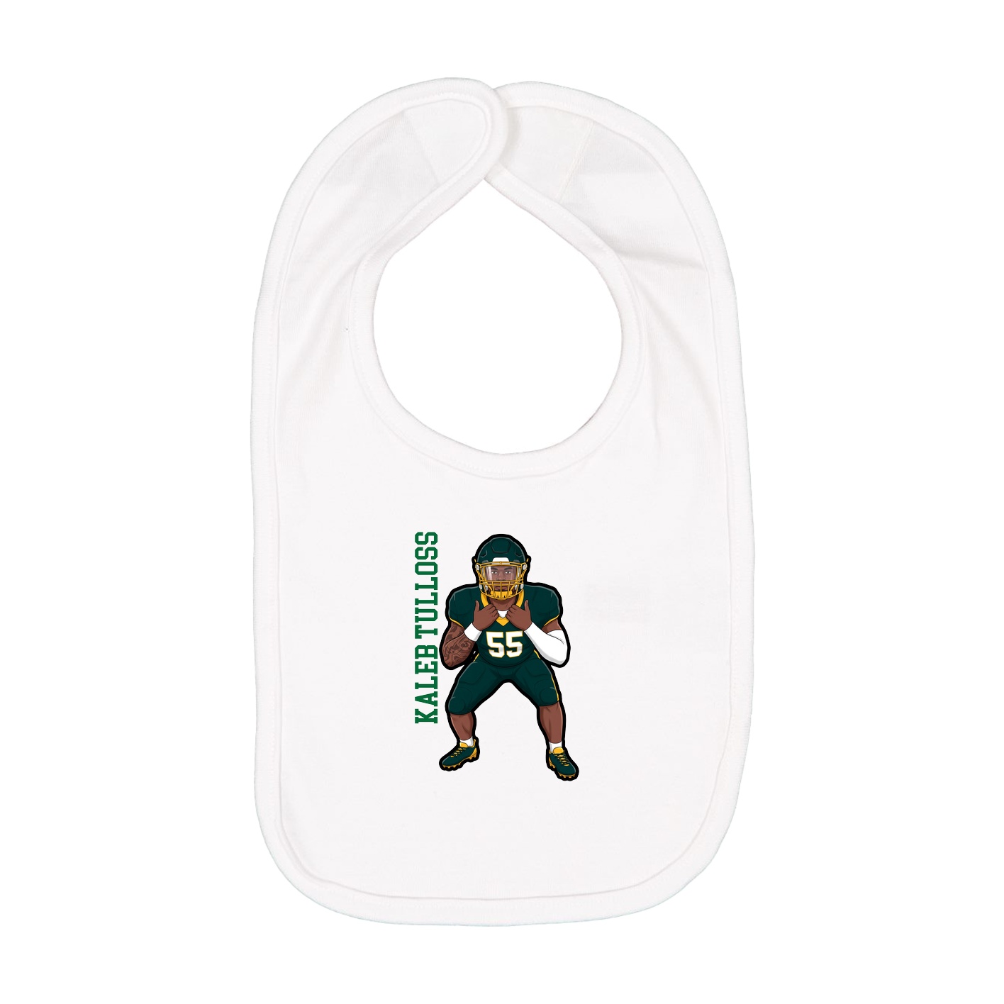 Infant Bib — Name Vertical in White