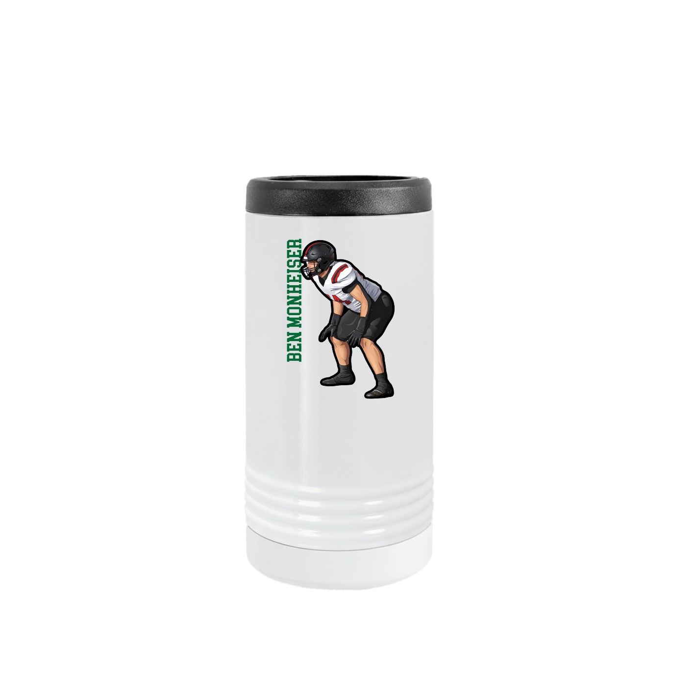 Slim Beverage Holder — Name Vertical in White