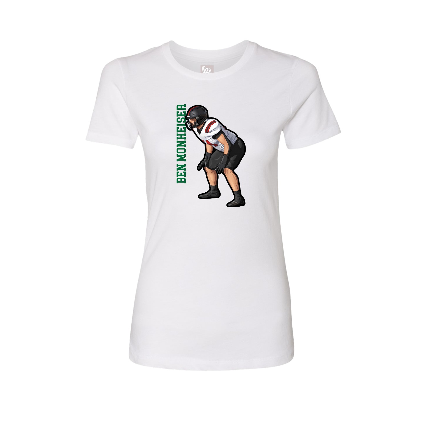 Fitted Women's Tee — Name Vertical in White