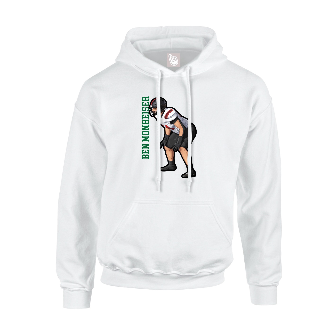 Youth Hoodie — Name Vertical in White