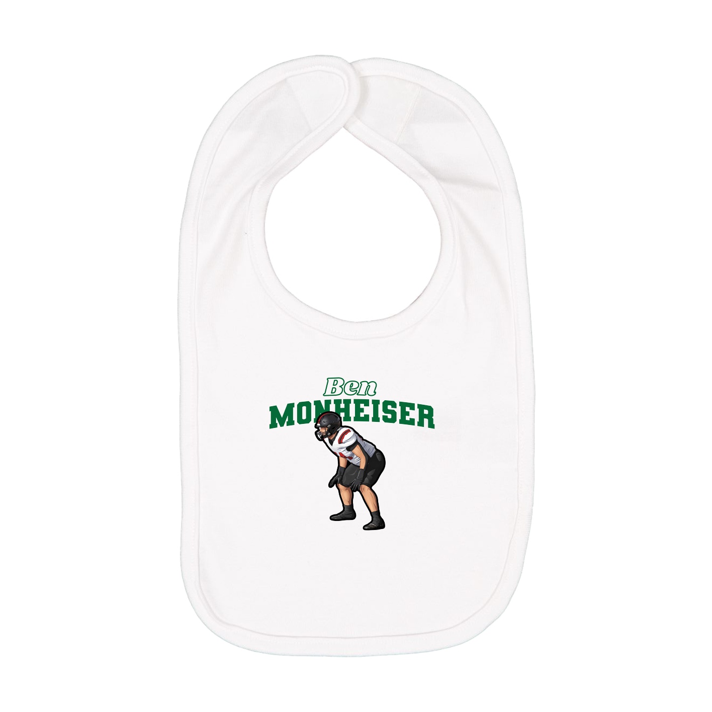 Infant Bib — Name Arch in White