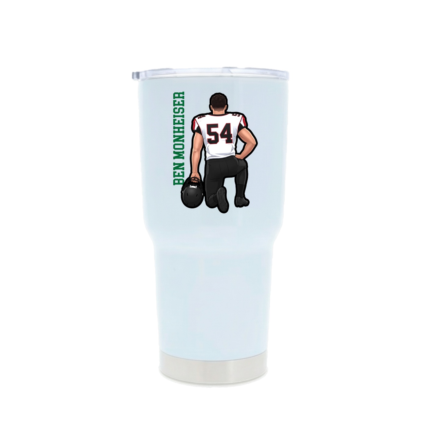 30oz Stainless Steel Tumbler — Name Vertical in White