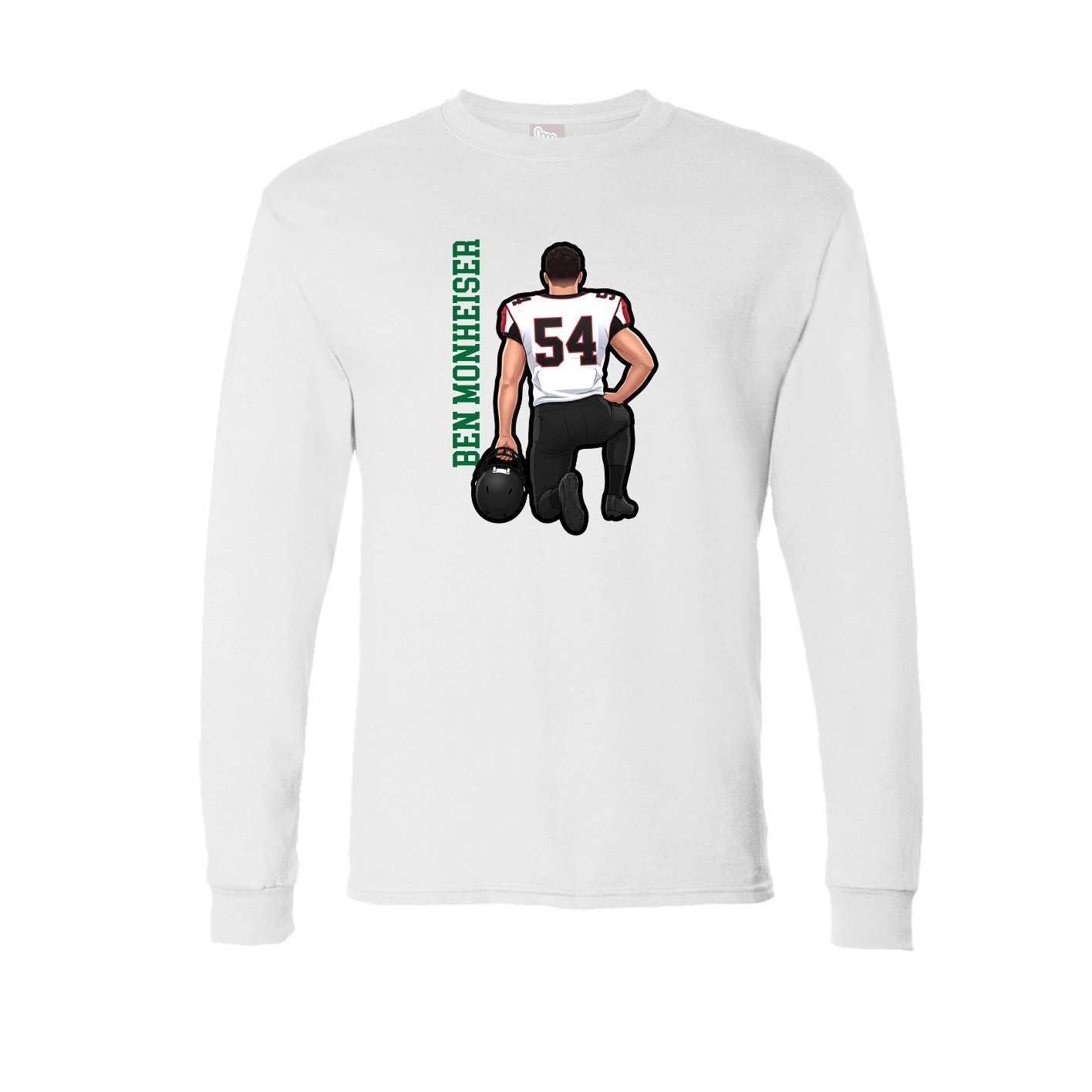 Long Sleeve Tee — Name Vertical in White