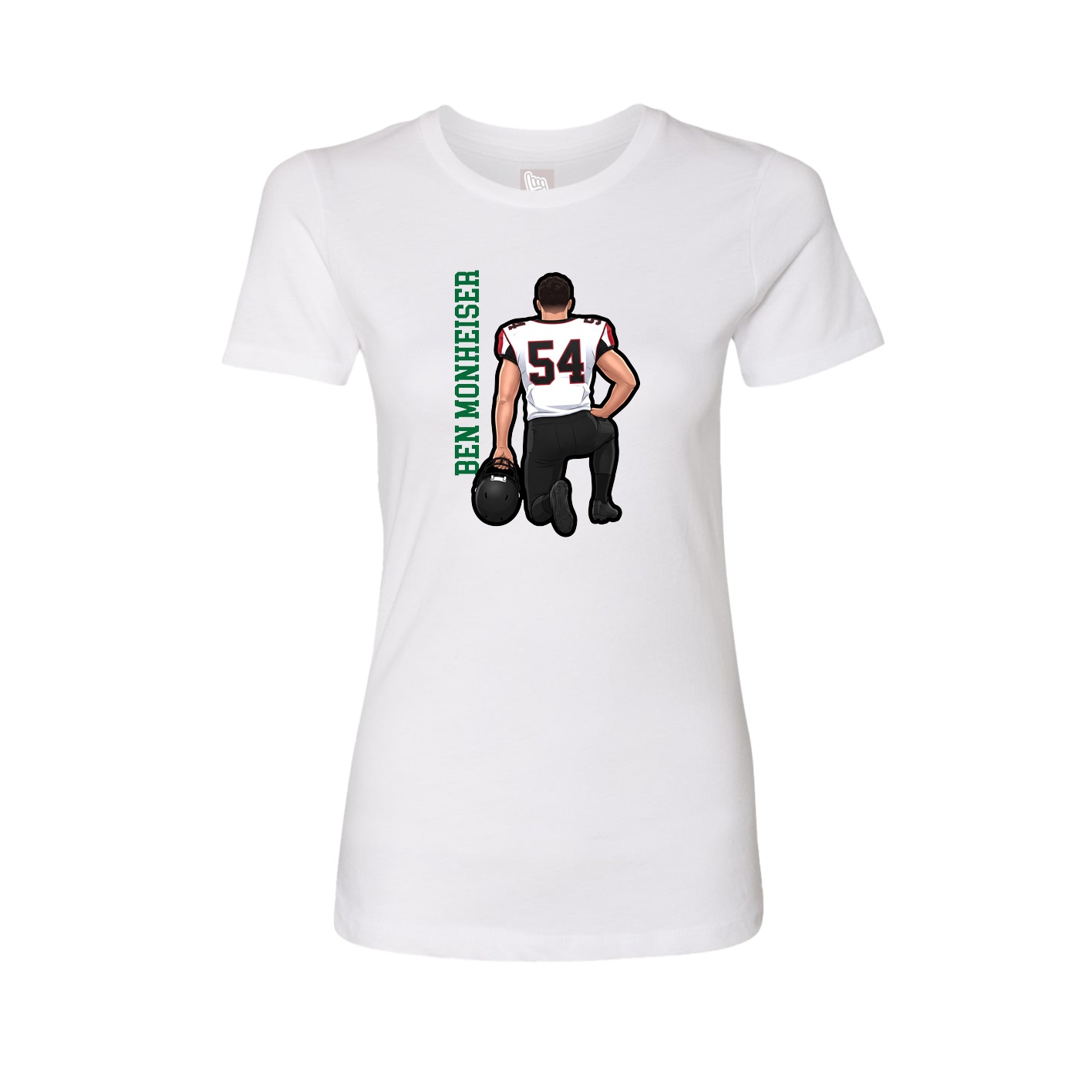 Fitted Women's Tee — Name Vertical in White