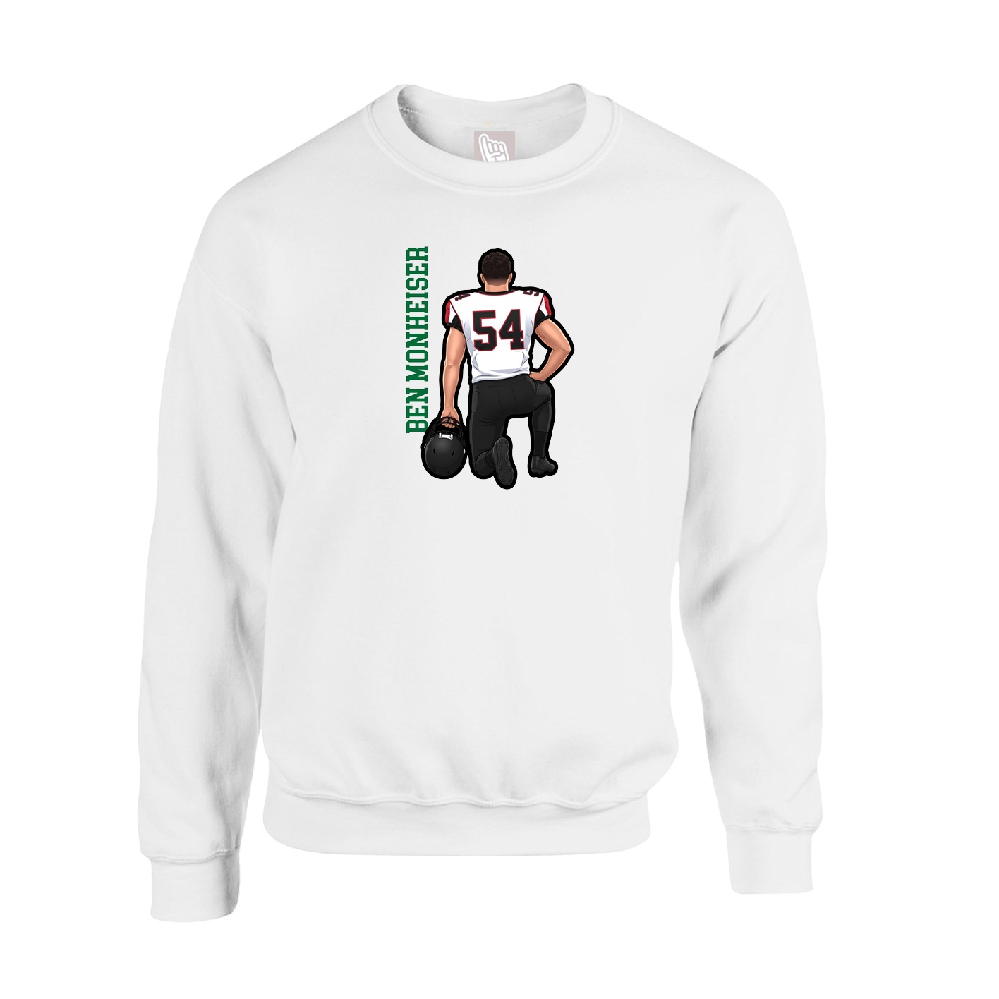 Fleece Crew — Name Vertical in White