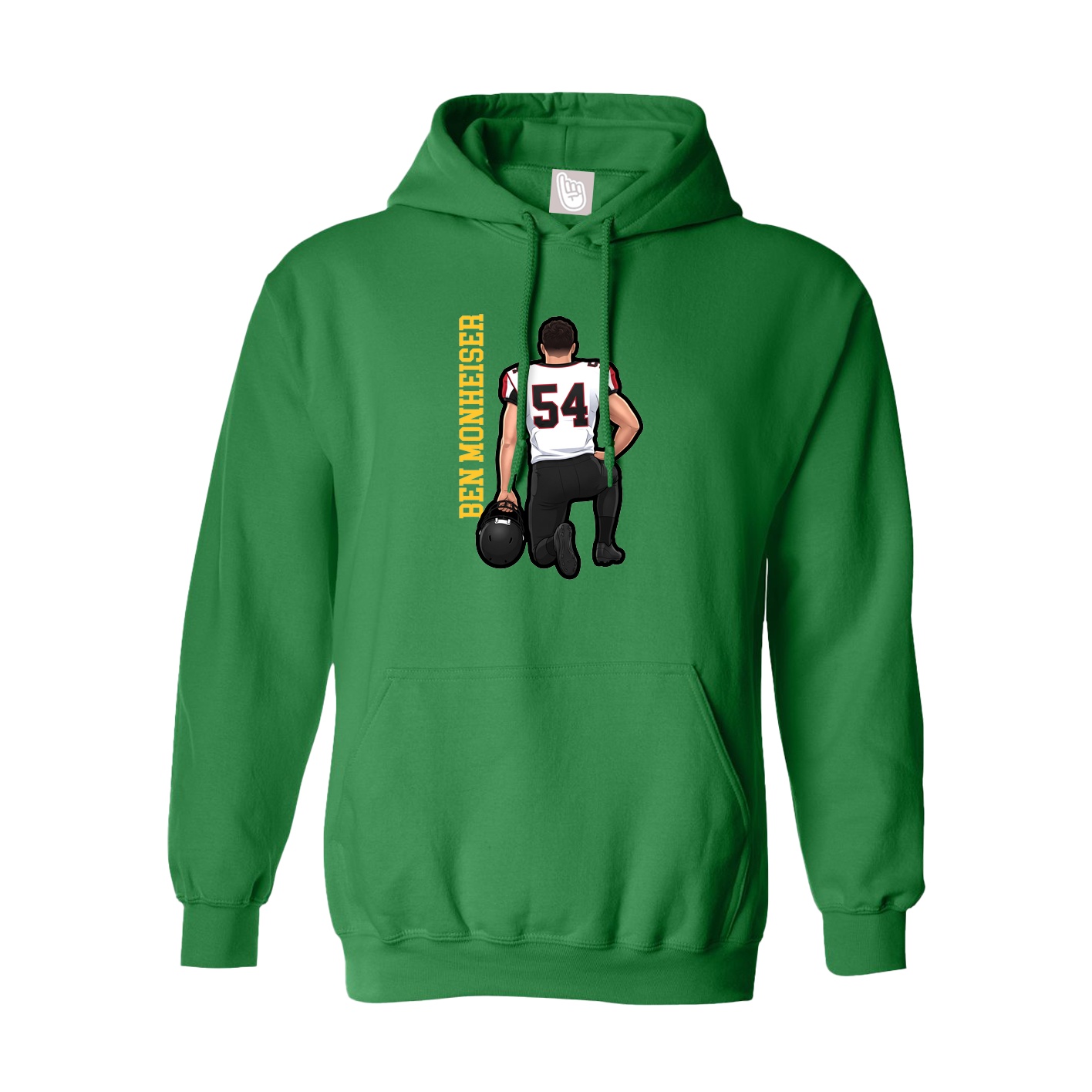 Youth Hoodie — Name Vertical in Green