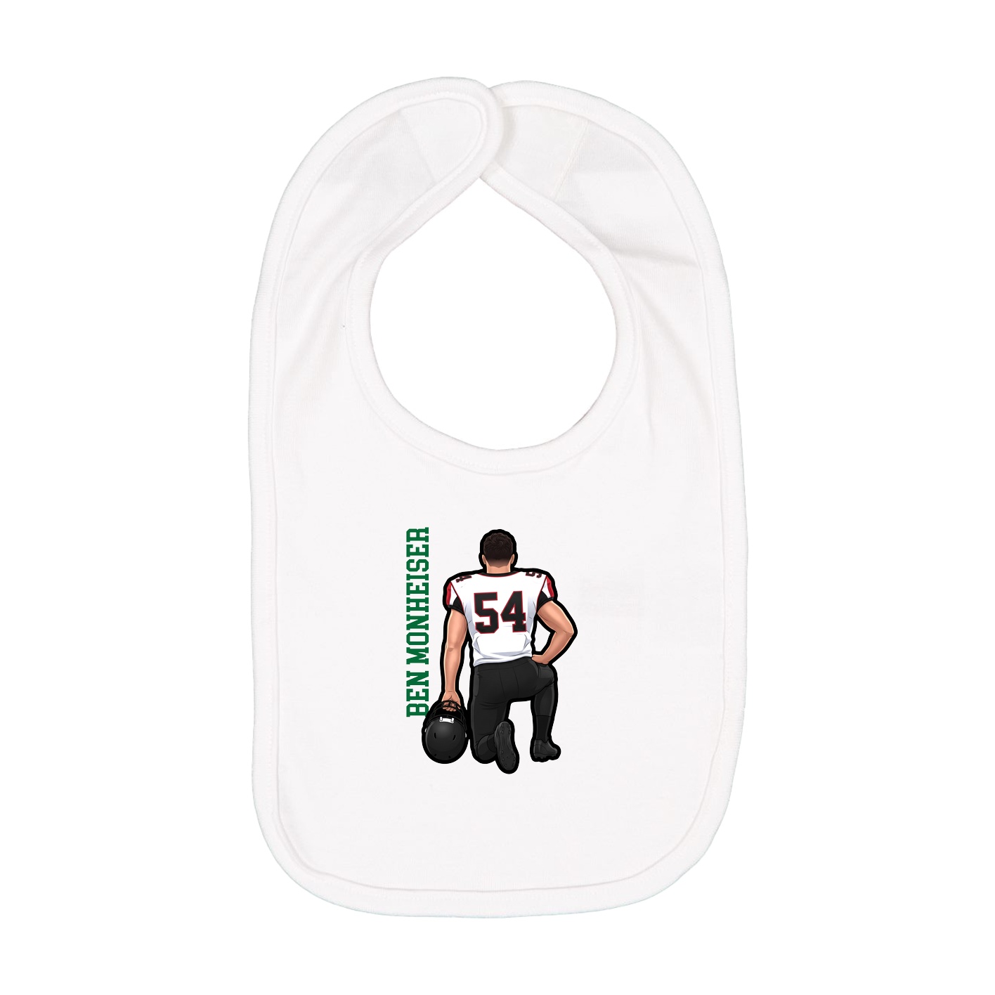 Infant Bib — Name Vertical in White