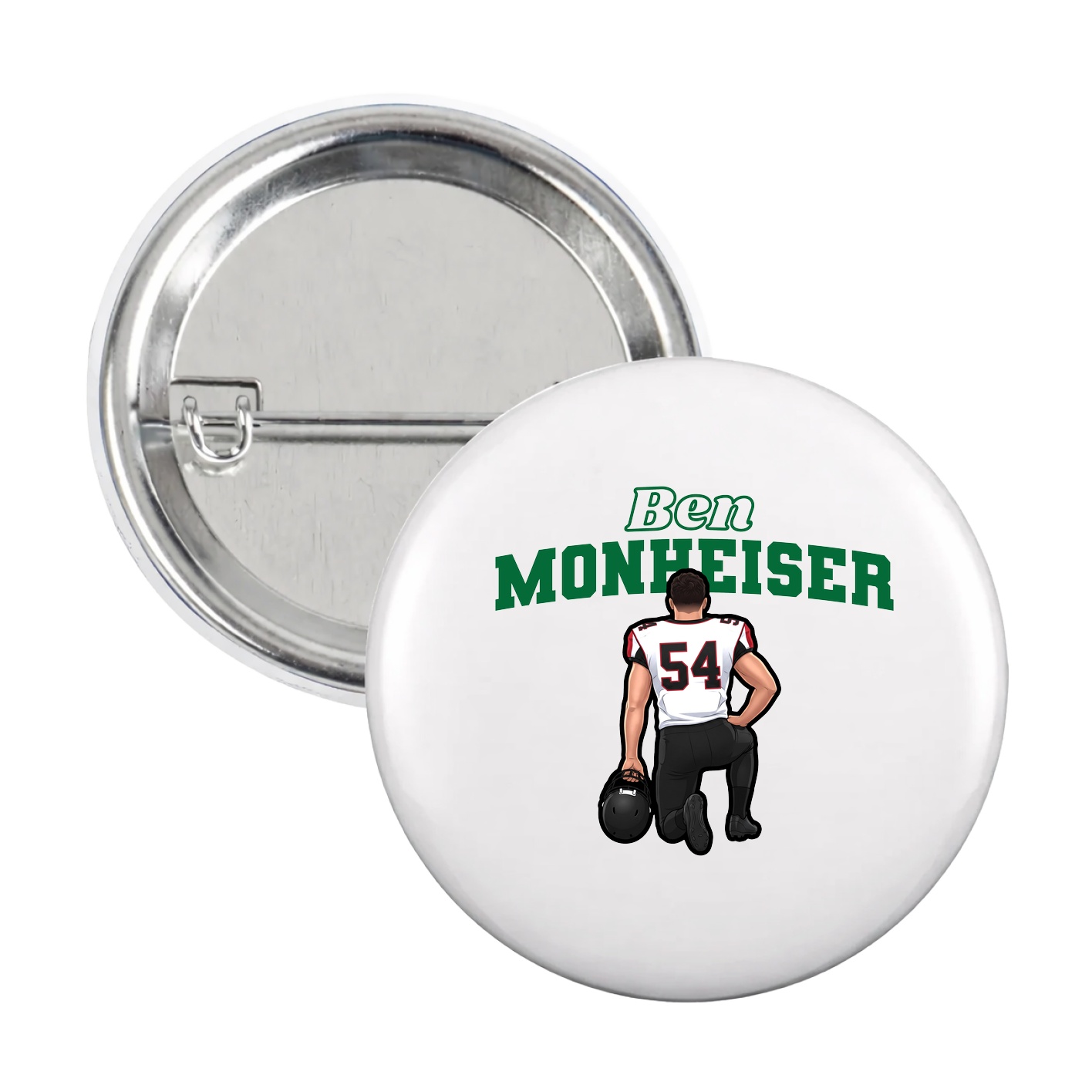 Game Day Button — Name Arch in White