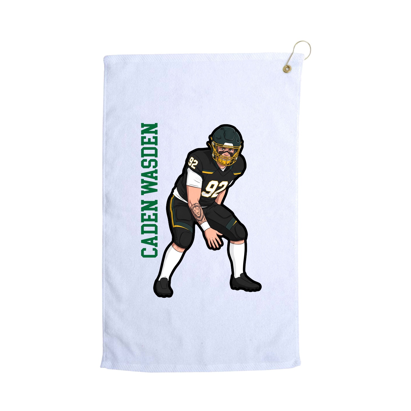 Golf Towel — Name Vertical in White