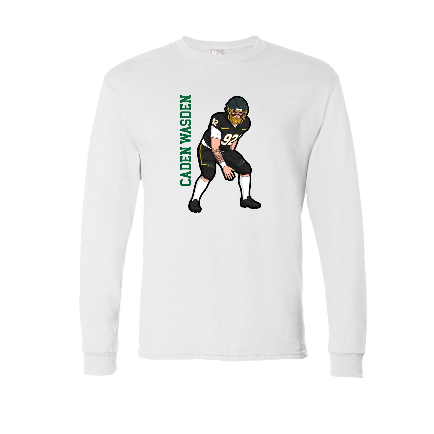 Long Sleeve Tee — Name Vertical in White