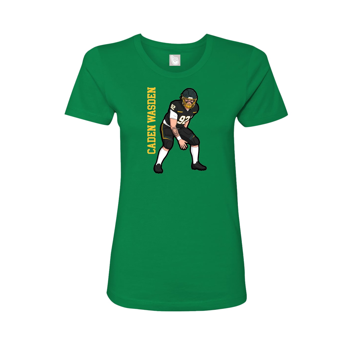 Fitted Women's Tee — Name Vertical in Green