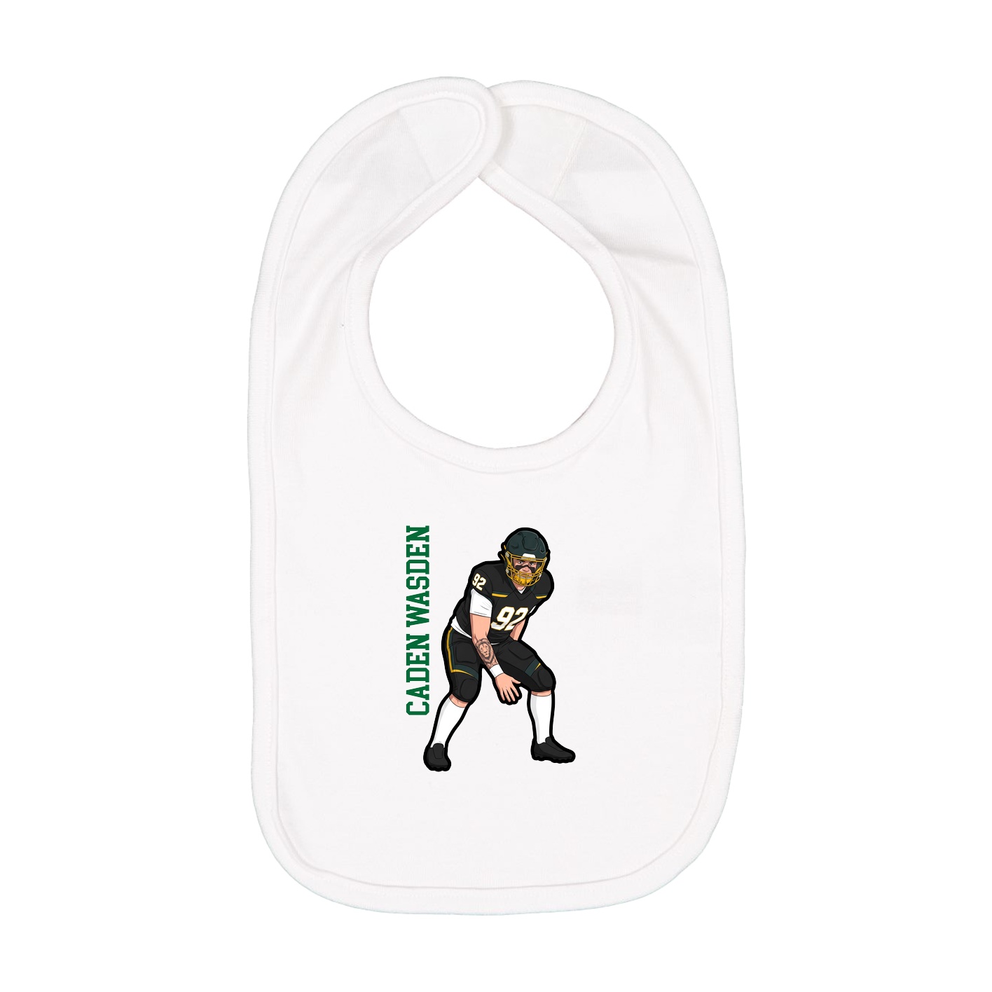 Infant Bib — Name Vertical in White
