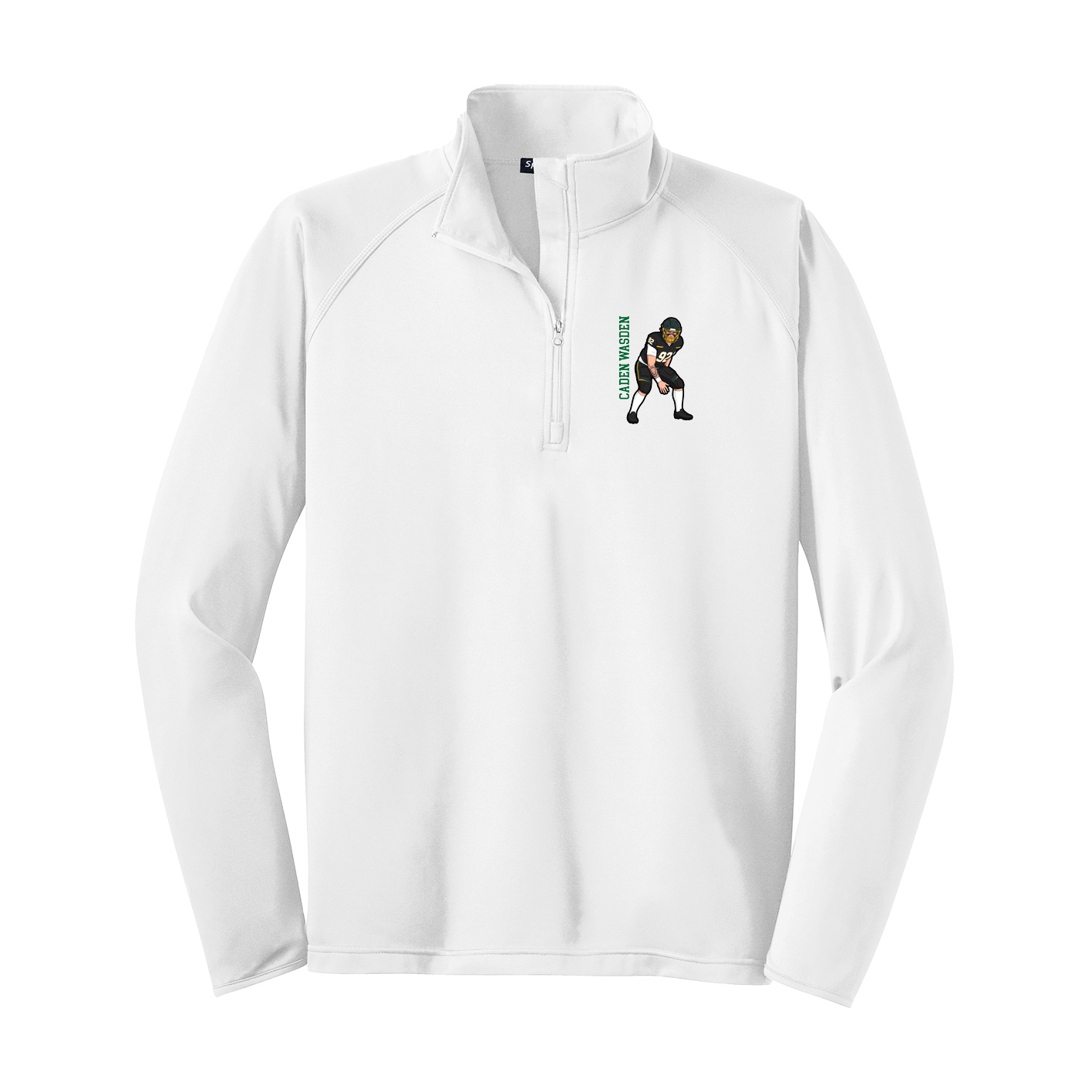Q-Zip Pullover — Name Vertical in White