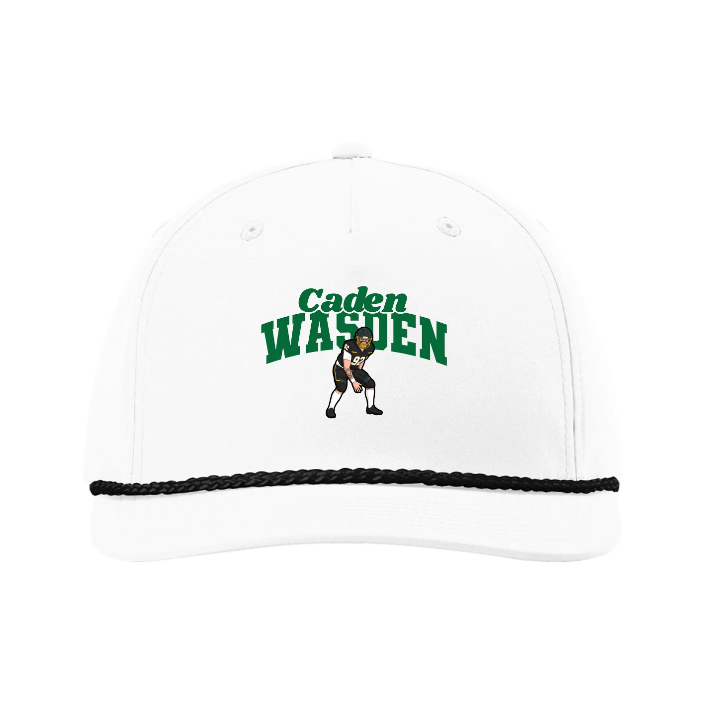Five-Panel Classic Rope Cap — Signature Arch in White