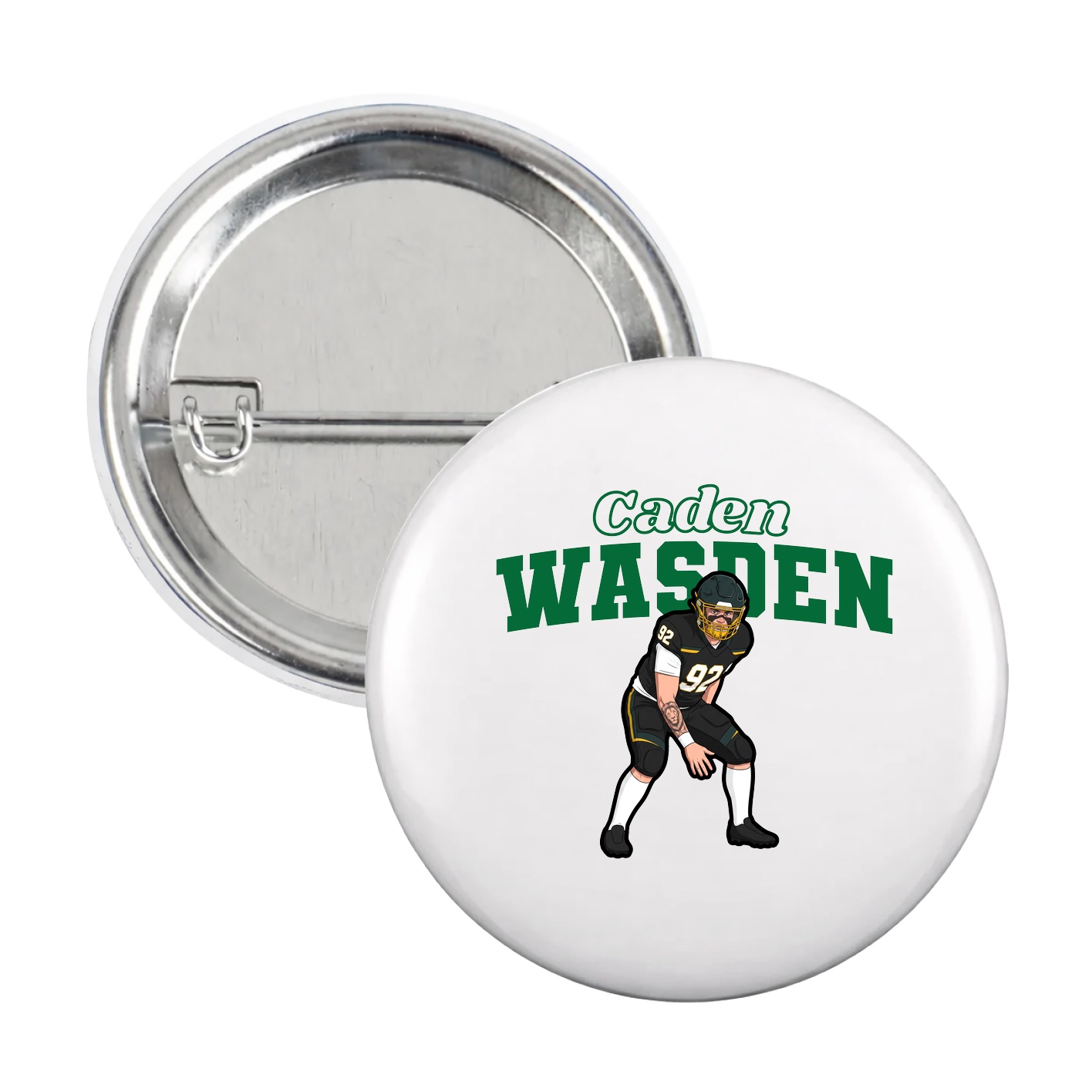 Game Day Button — Name Arch in White