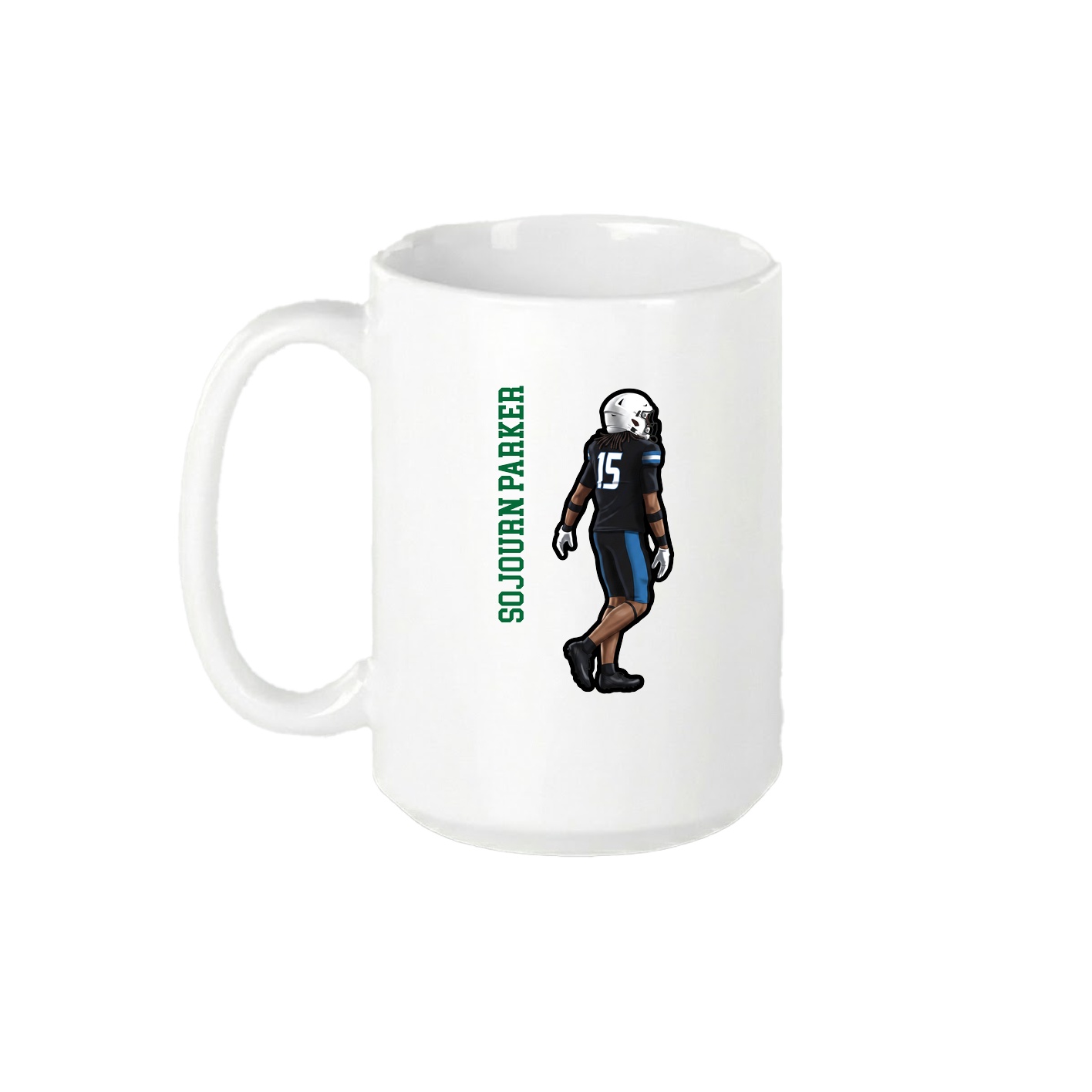 15oz Coffee Mug — Name Vertical in White
