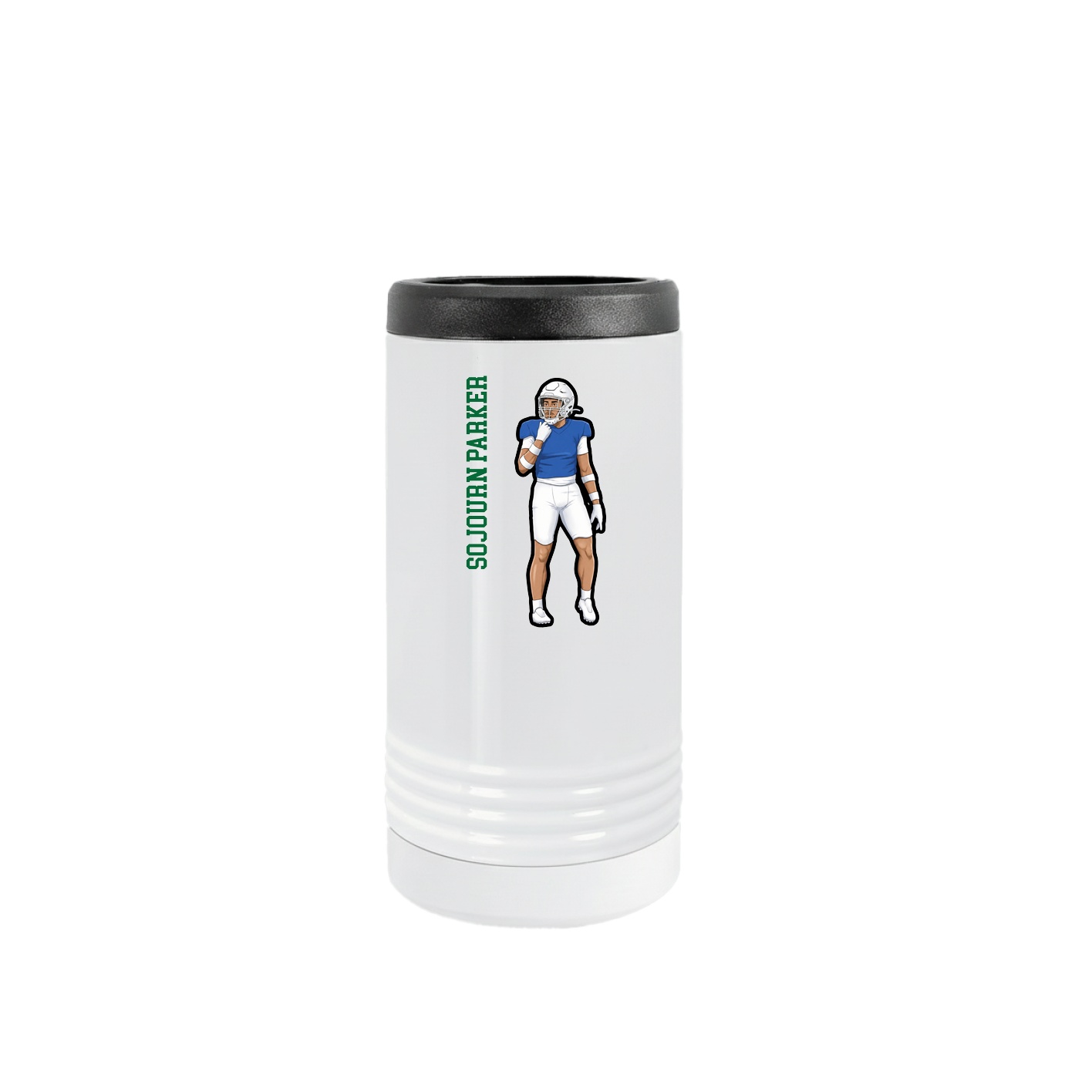 Slim Beverage Holder — Name Vertical in White