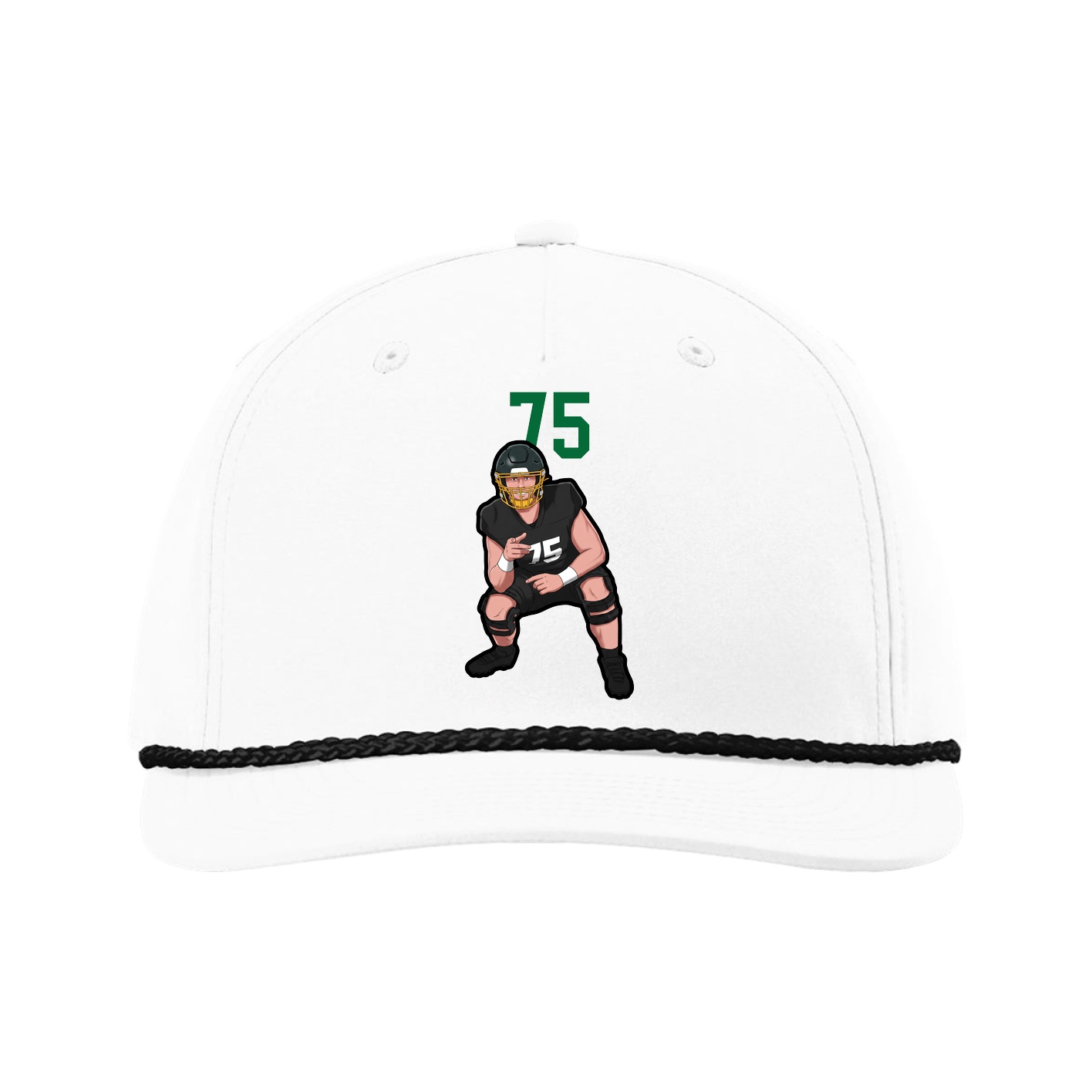 Five-Panel Classic Rope Cap — Number Top in White