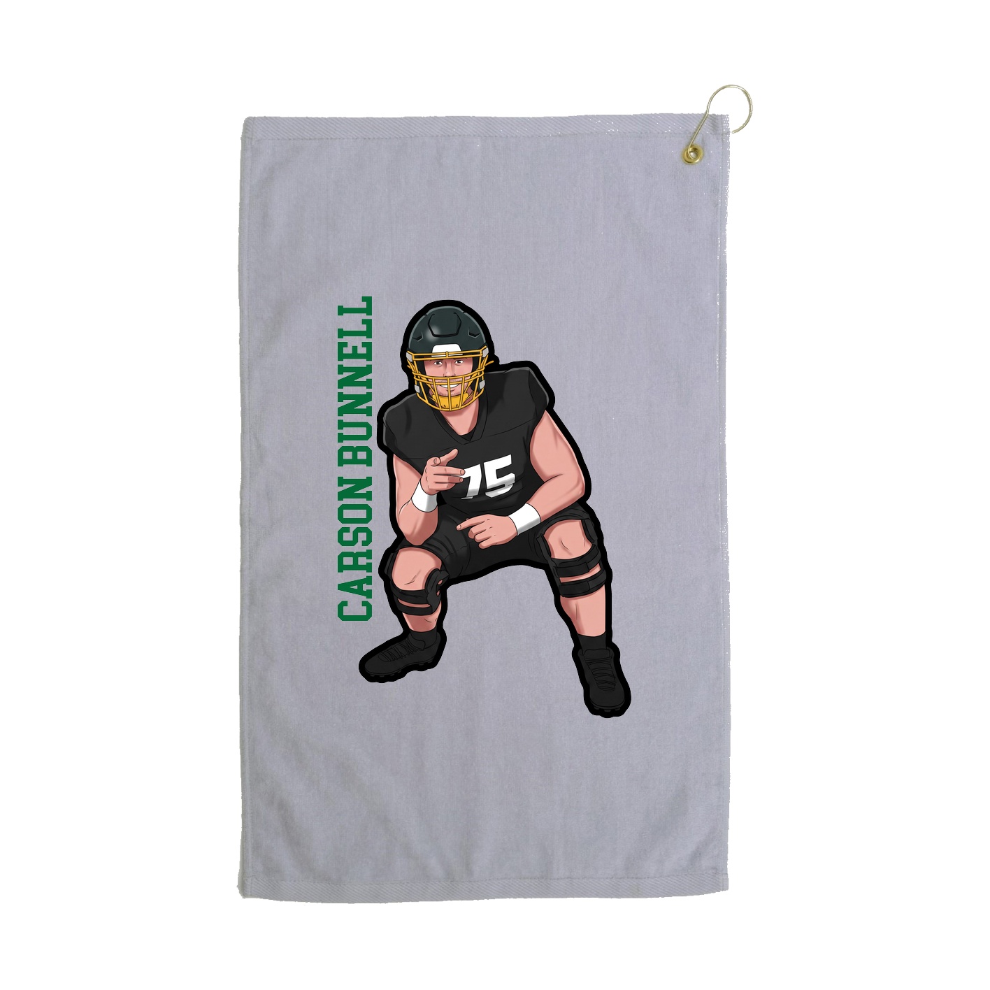 Golf Towel — Name Vertical in Grey