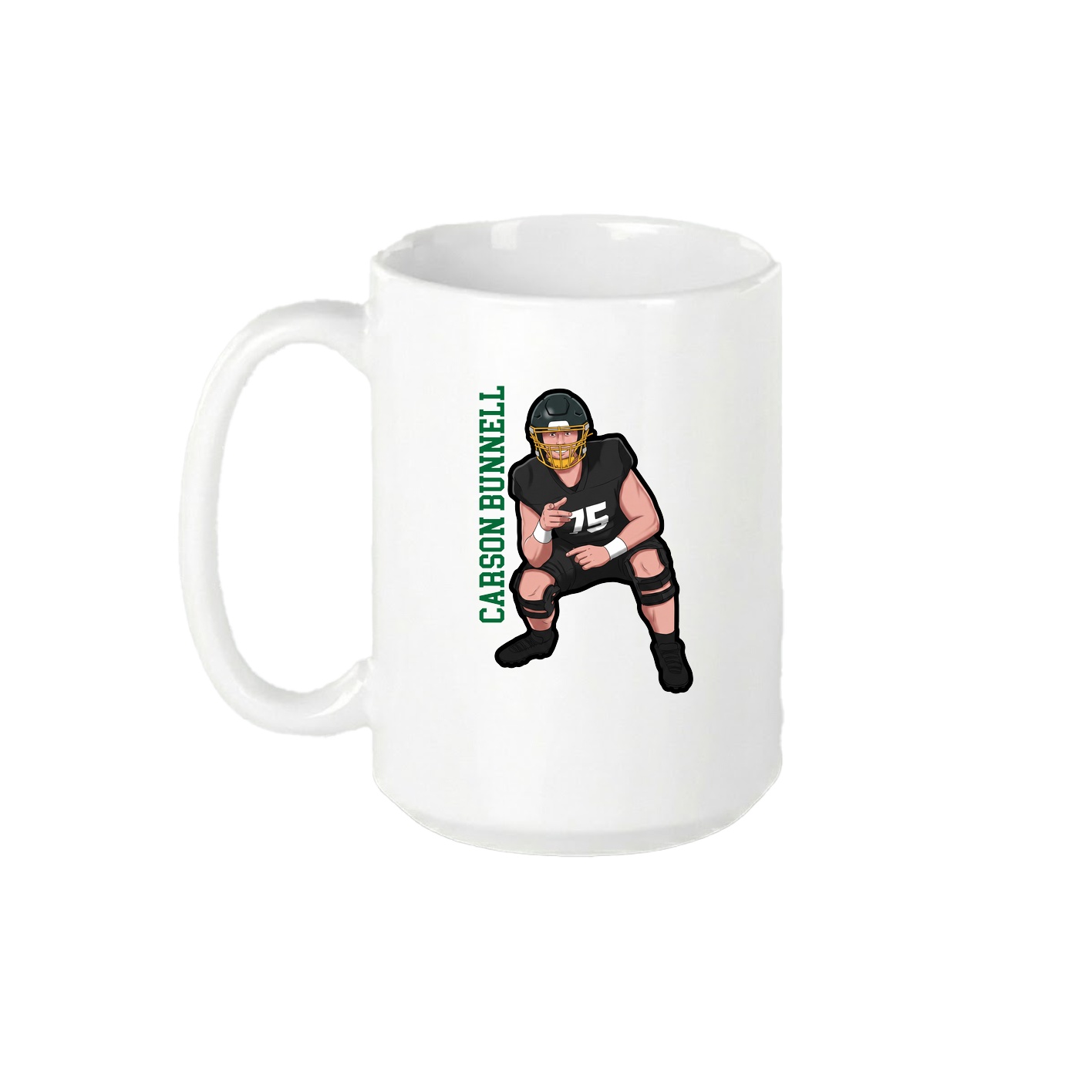 15oz Coffee Mug — Name Vertical in White