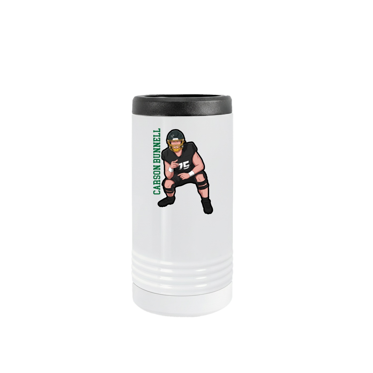 Slim Beverage Holder — Name Vertical in White