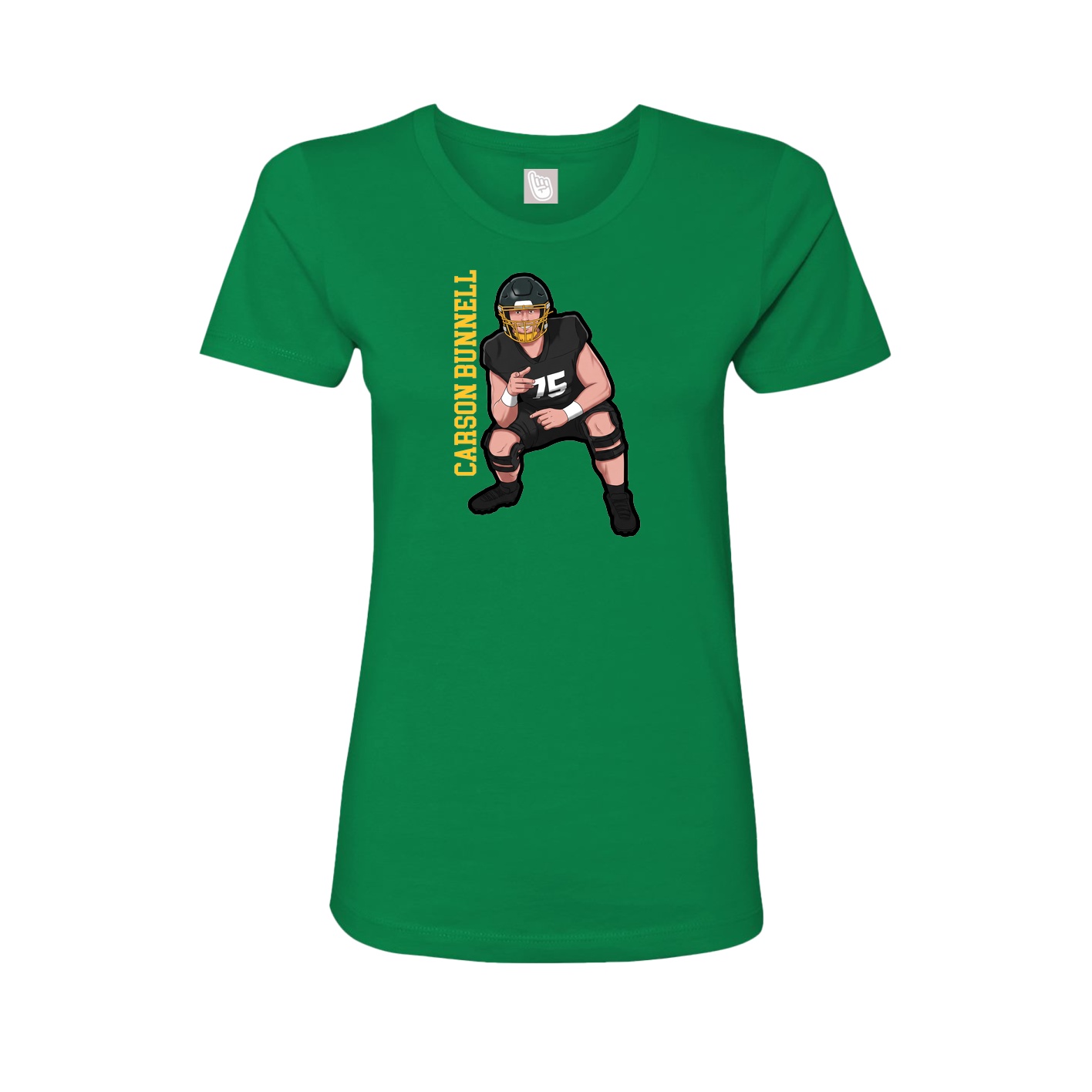 Fitted Women's Tee — Name Vertical in Green