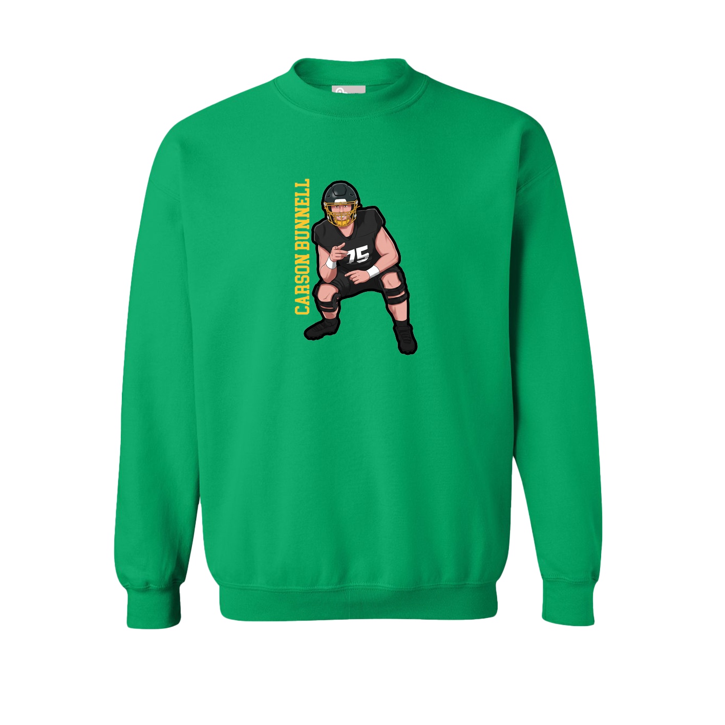 Fleece Crew — Name Vertical in Green