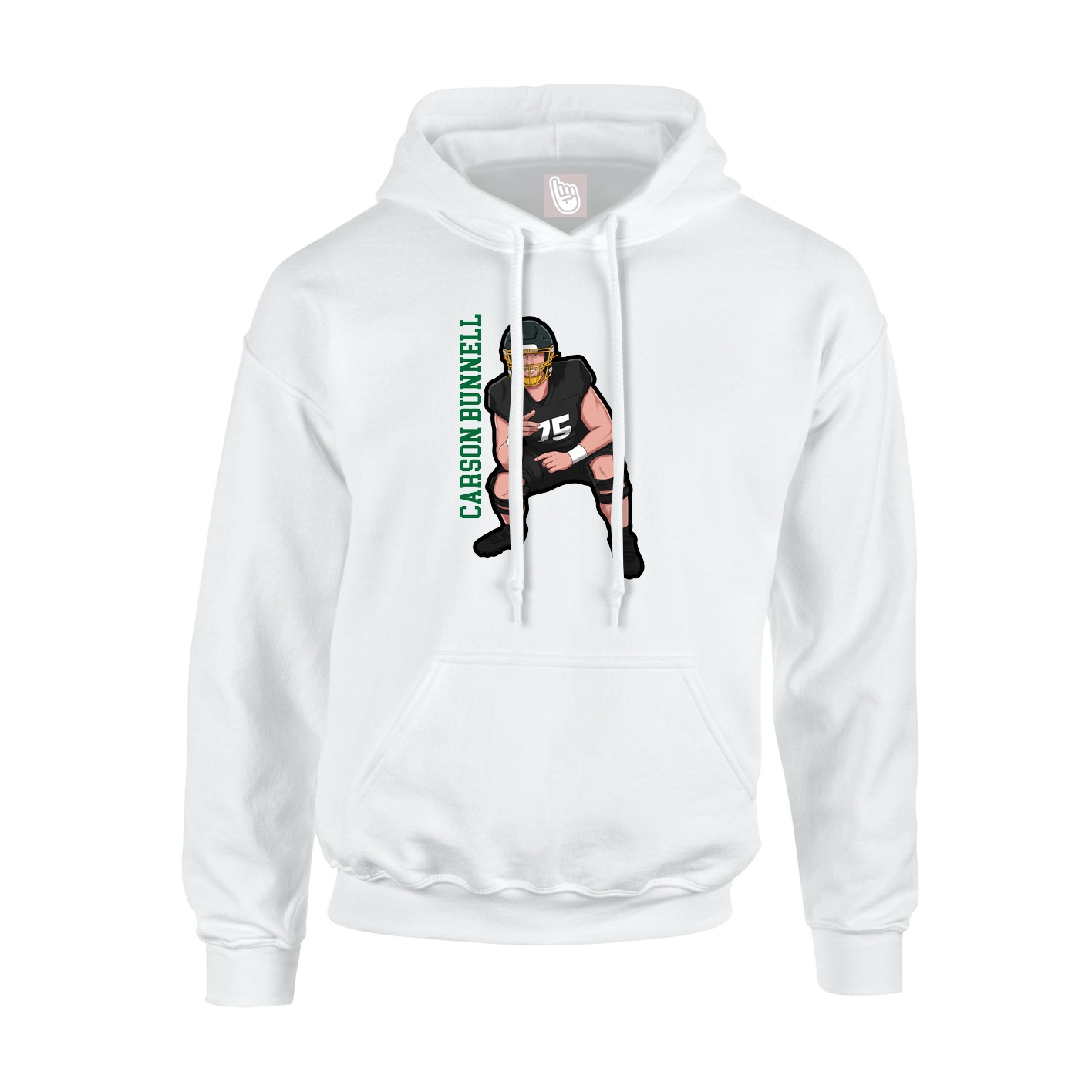 Youth Hoodie — Name Vertical in White