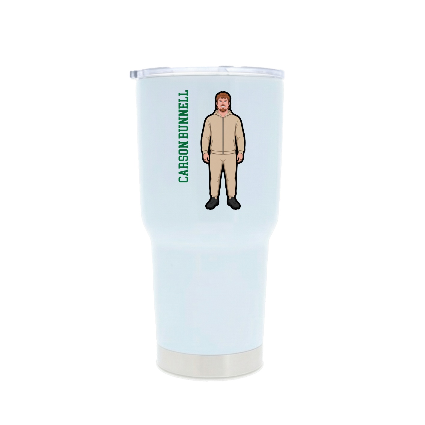 30oz Stainless Steel Tumbler — Name Vertical in White