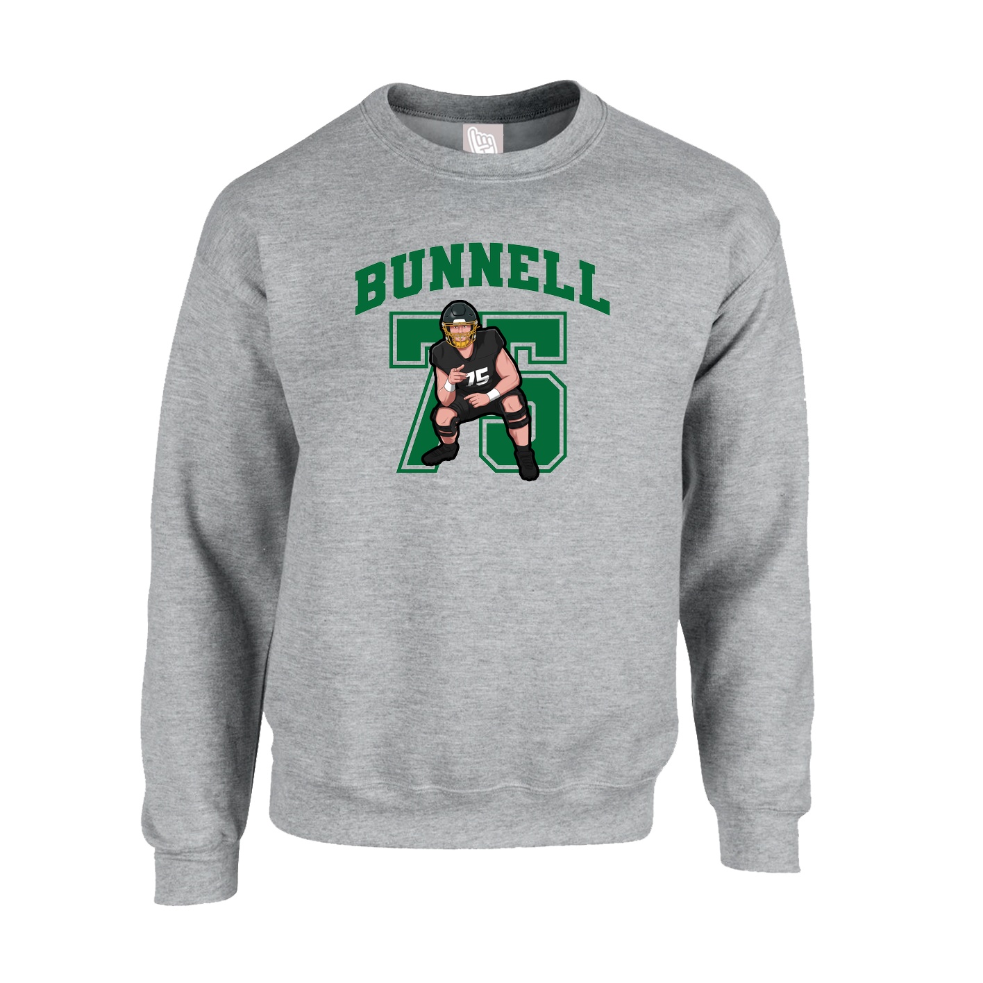 Fleece Crew — Number in Grey