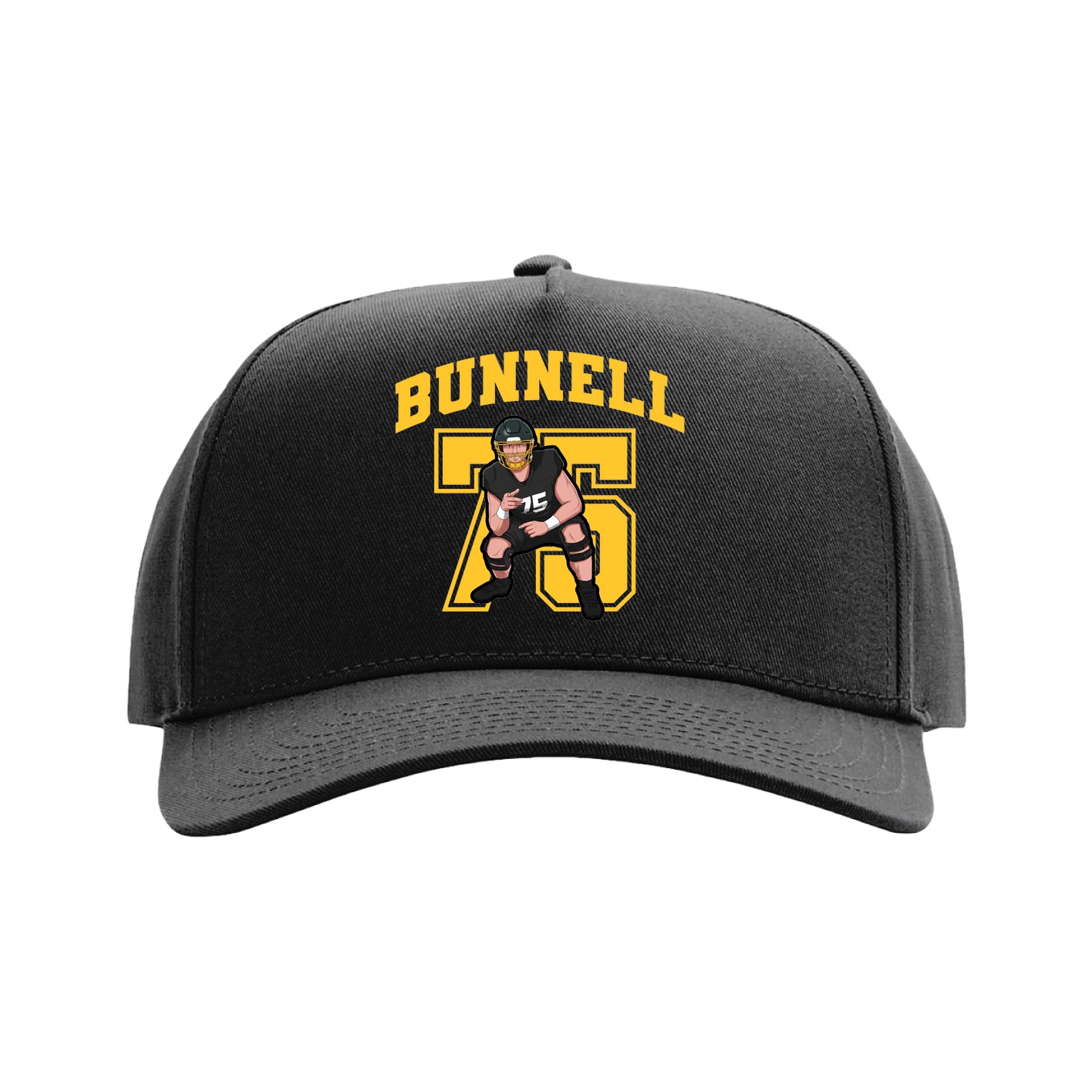 Full Fabric Five-Panel Champ Cap — Number in Black