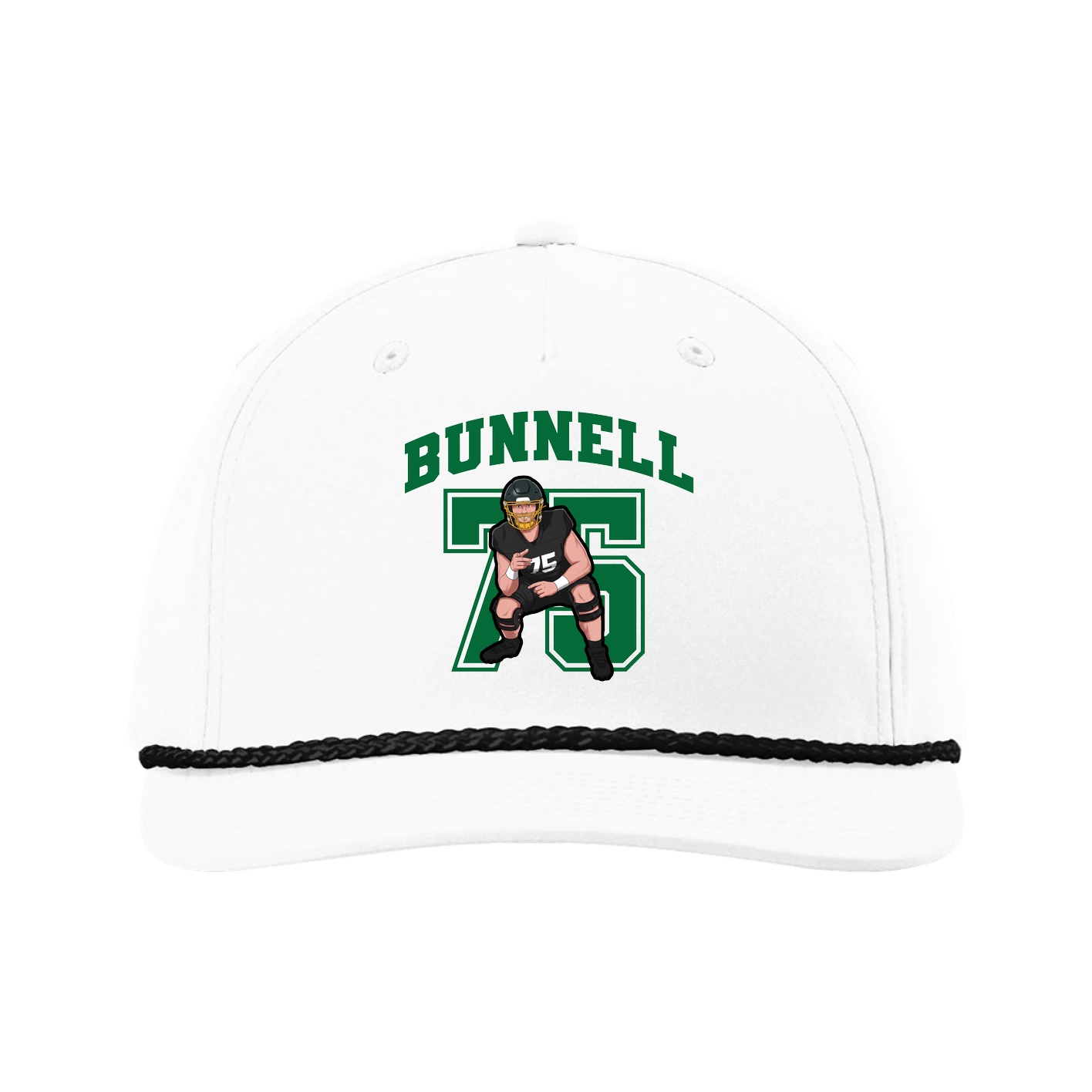 Five-Panel Classic Rope Cap — Number in White