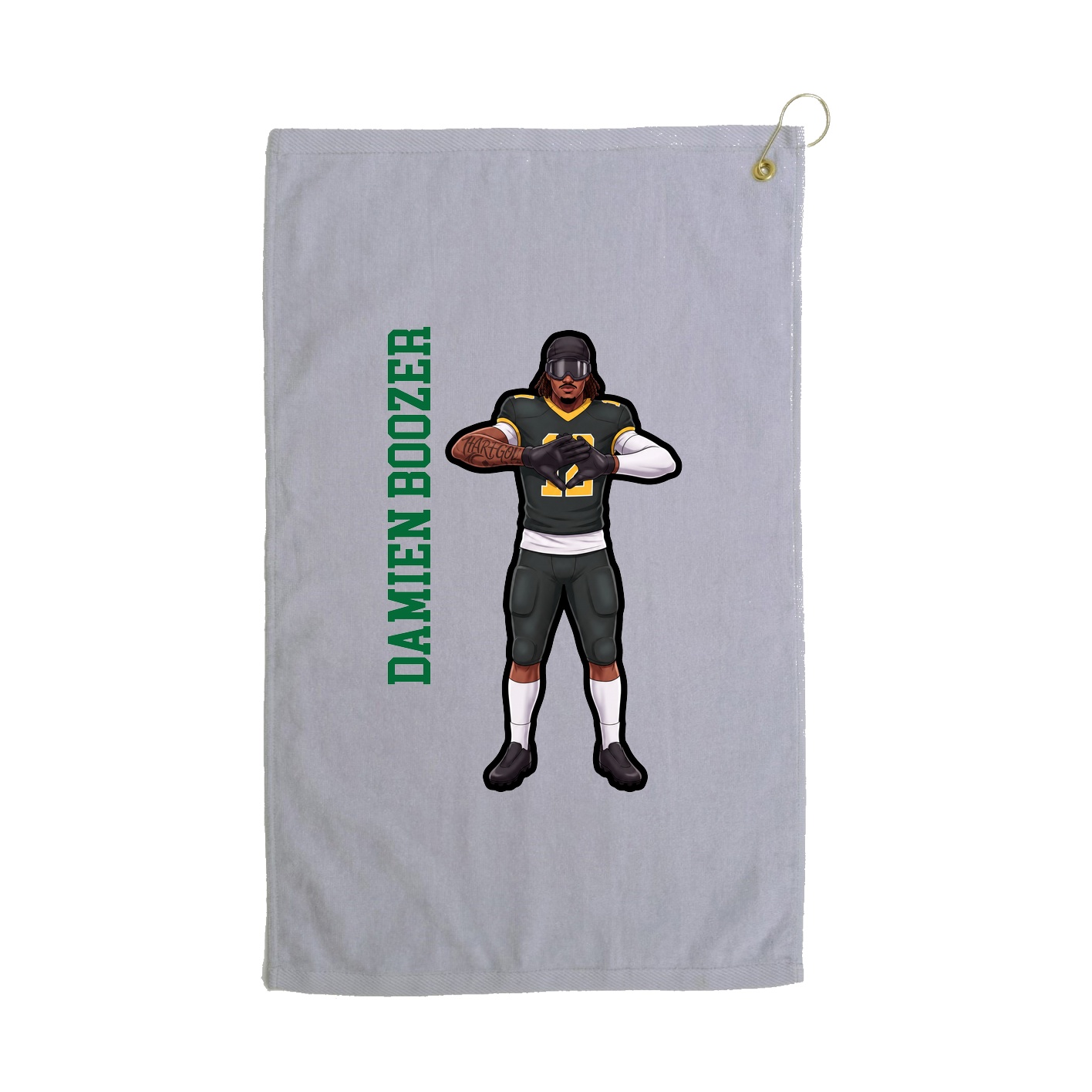 Golf Towel — Name Vertical in Grey