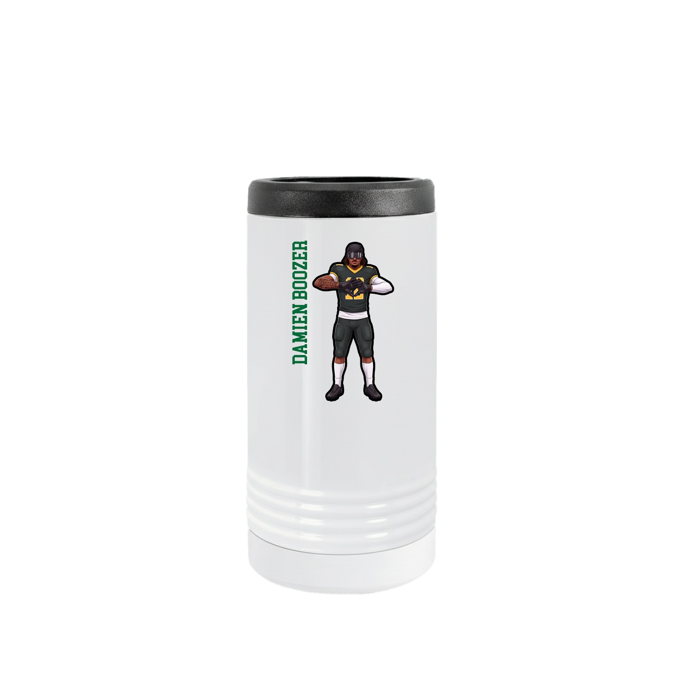 Slim Beverage Holder — Name Vertical in White