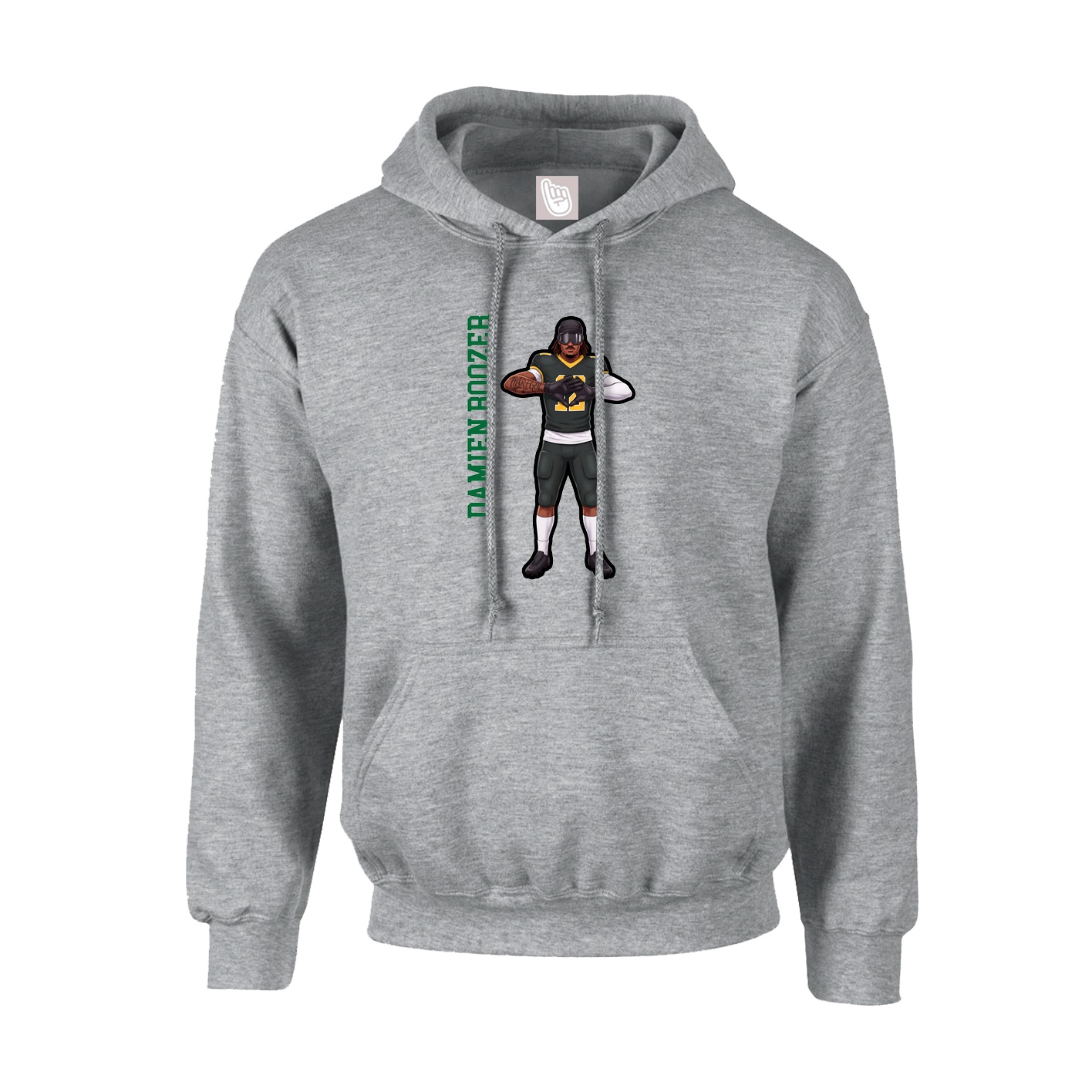 Youth Hoodie — Name Vertical in Grey