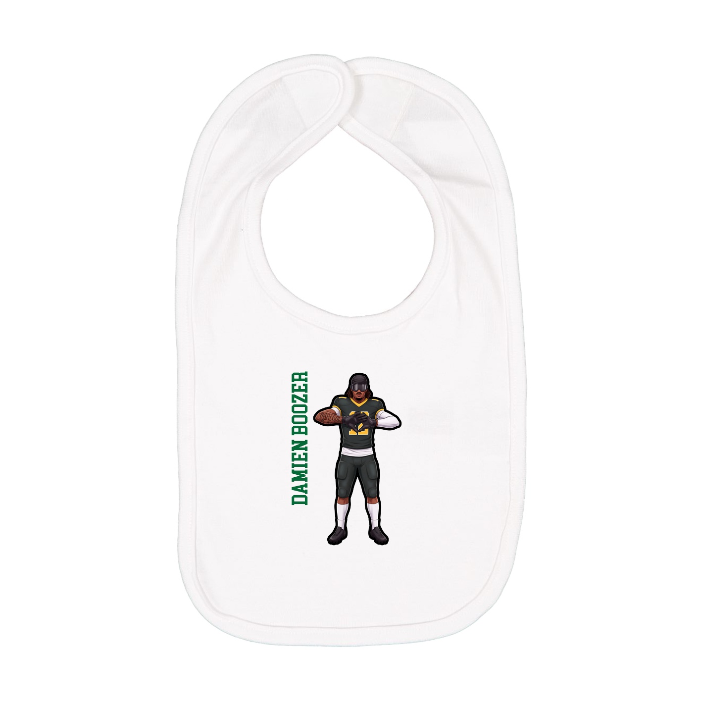 Infant Bib — Name Vertical in White
