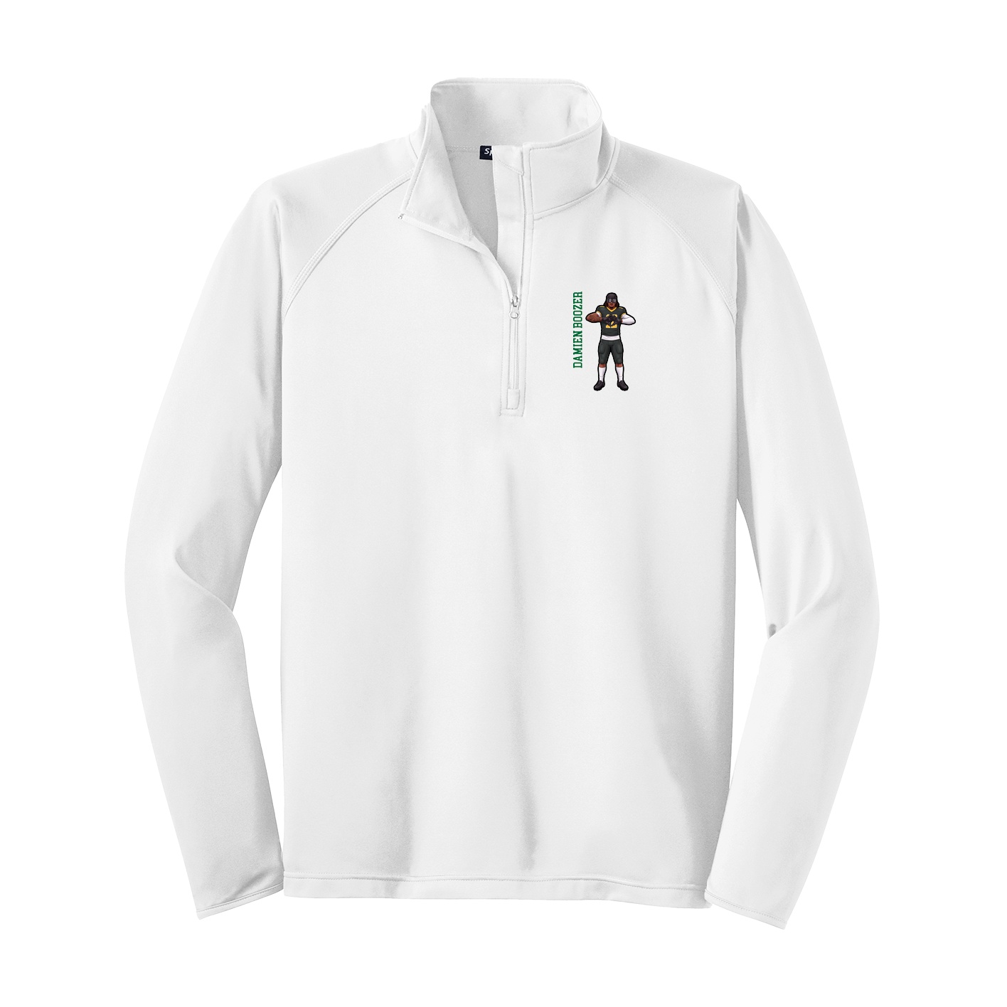 Q-Zip Pullover — Name Vertical in White