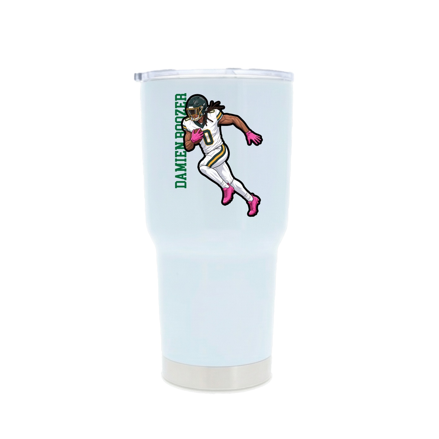 30oz Stainless Steel Tumbler — Name Vertical in White