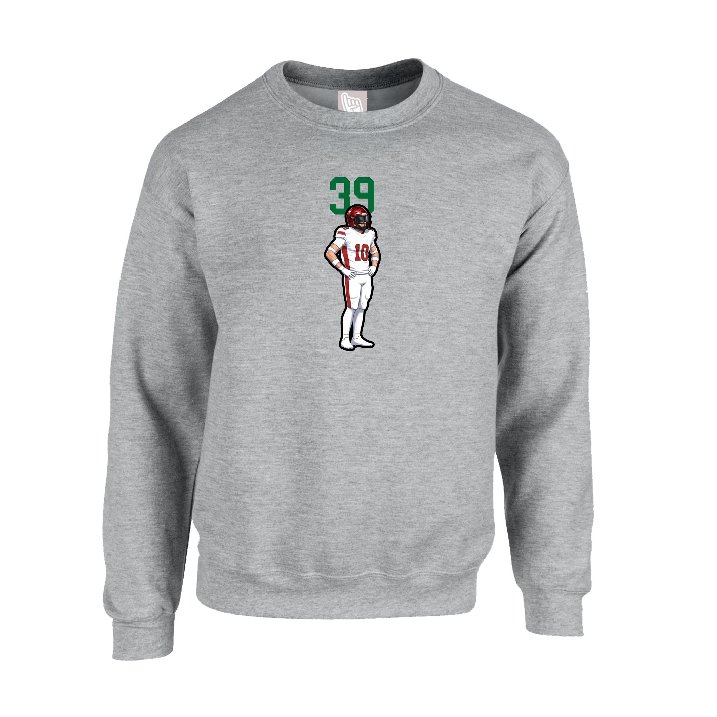 Fleece Crew — Number Top in Grey
