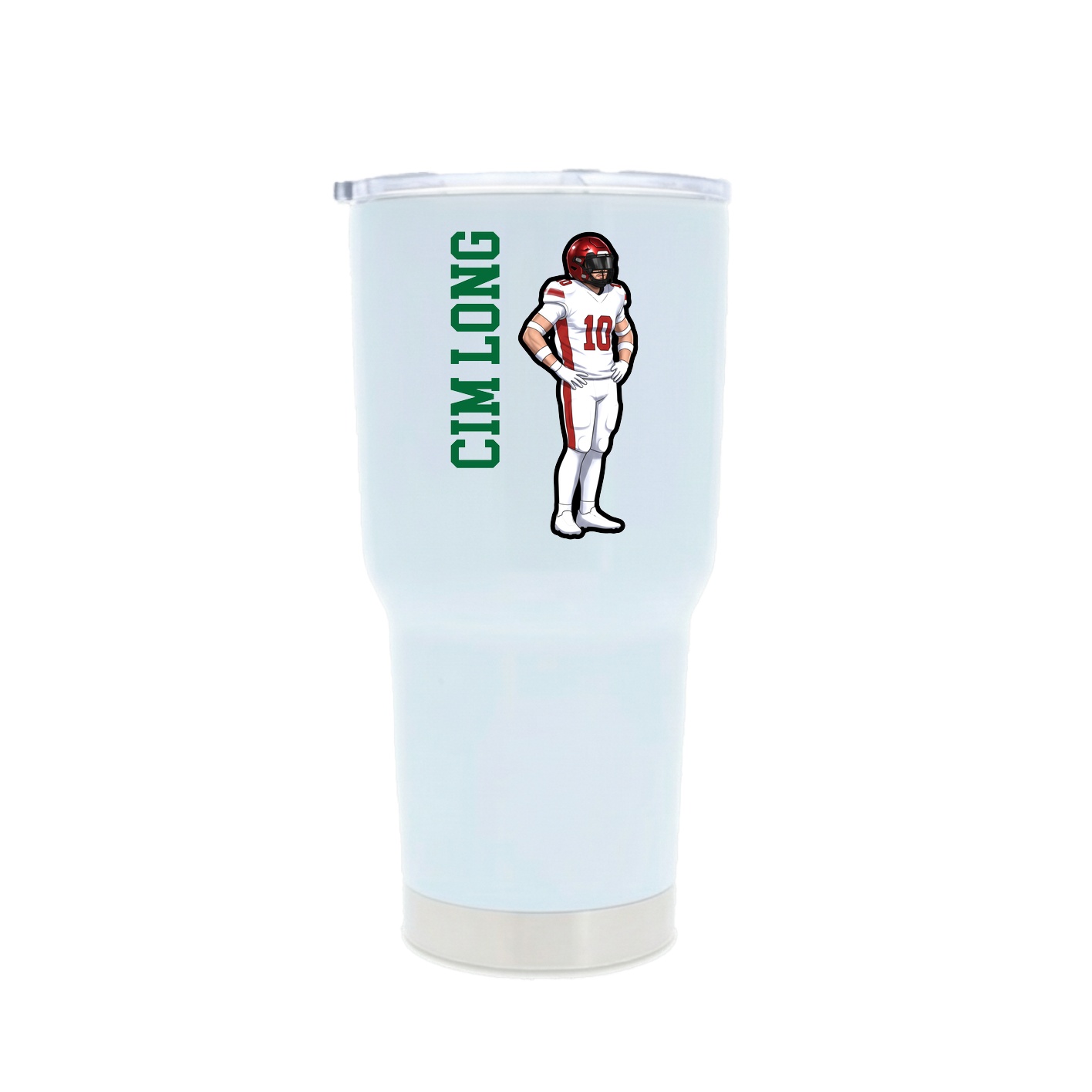 30oz Stainless Steel Tumbler — Name Vertical in White