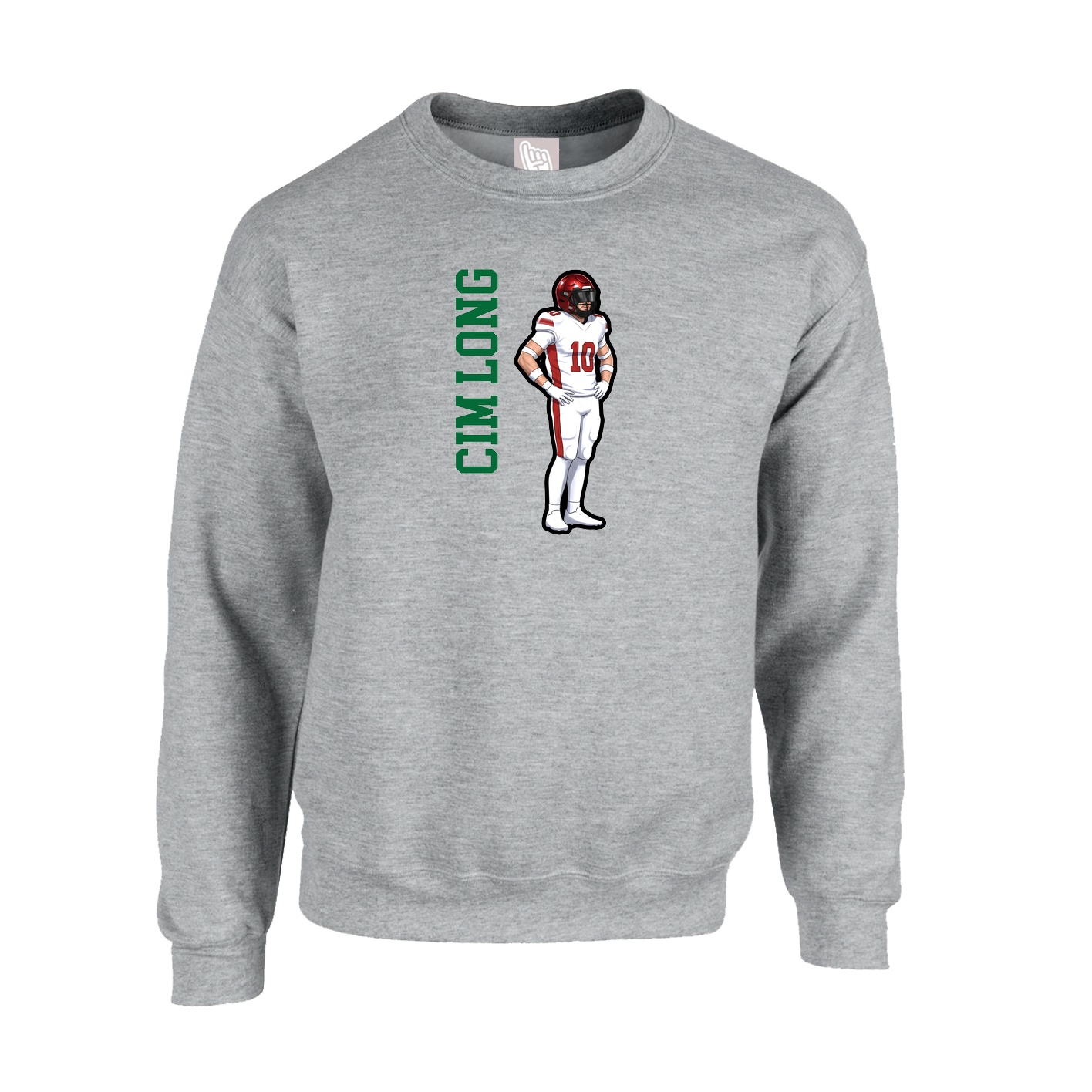 Fleece Crew — Name Vertical in Grey